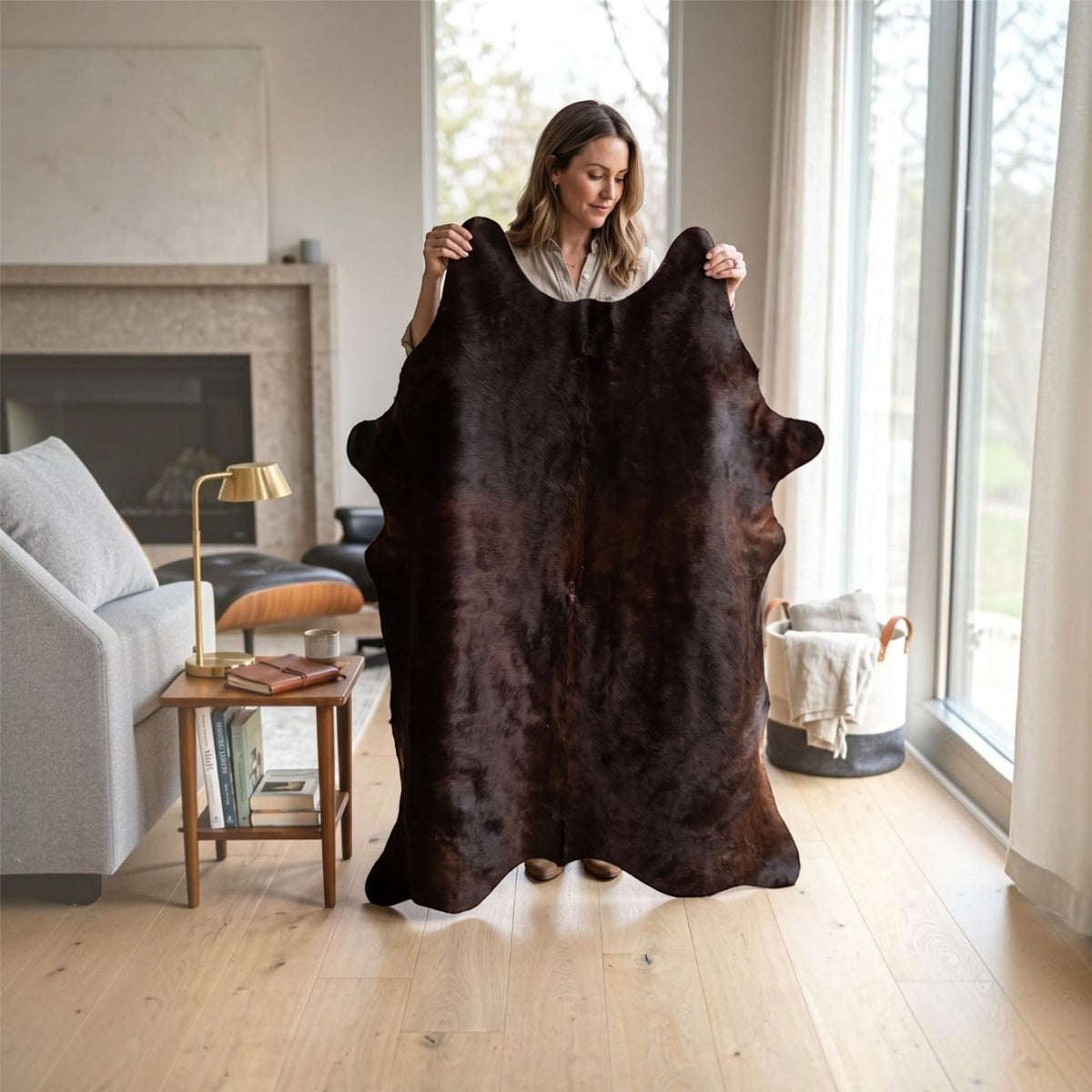 Natural Cow Real Leather Cowhide Hairon Rug