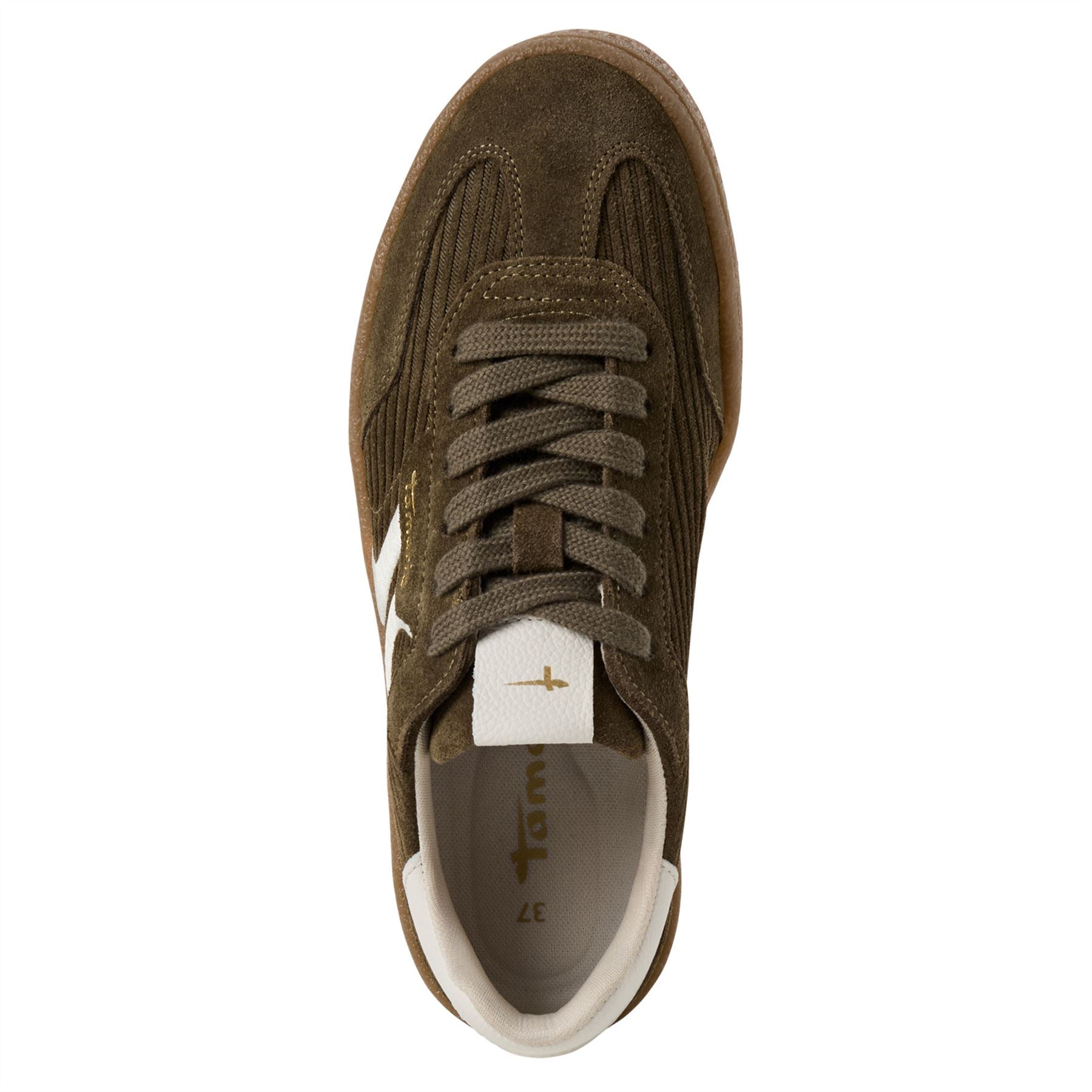 Tamaris Womens Olive Green Suede Leather Fashion Lace Up Sneakers