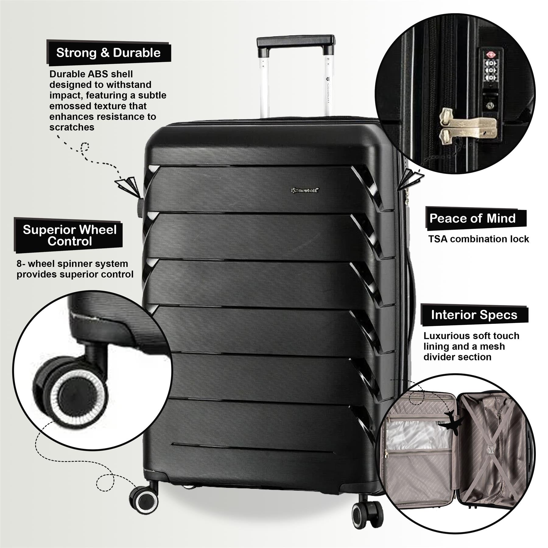 Camden Large Hard Shell Suitcase in Black