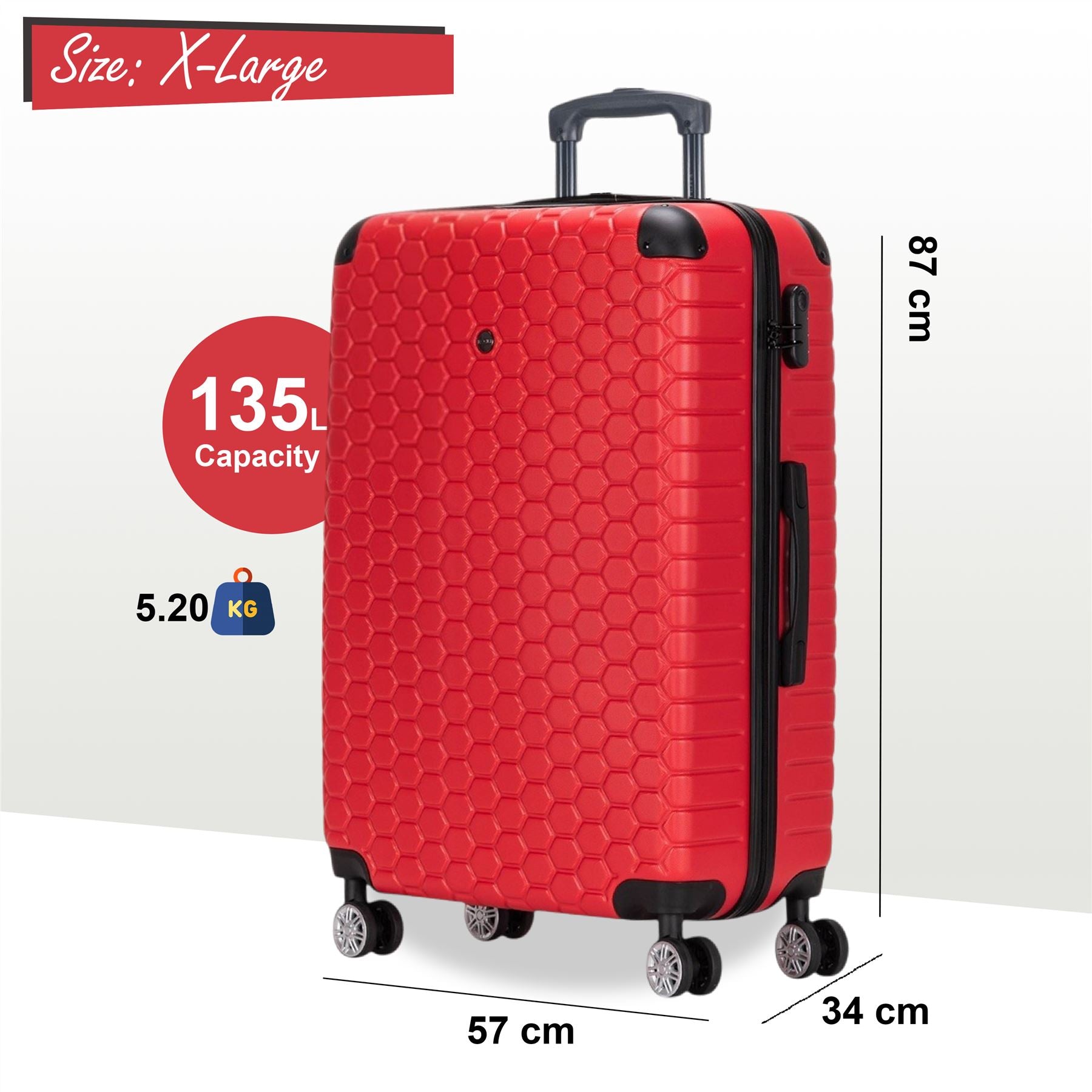 Noda X-Large Hard Shell Suitcase in Red