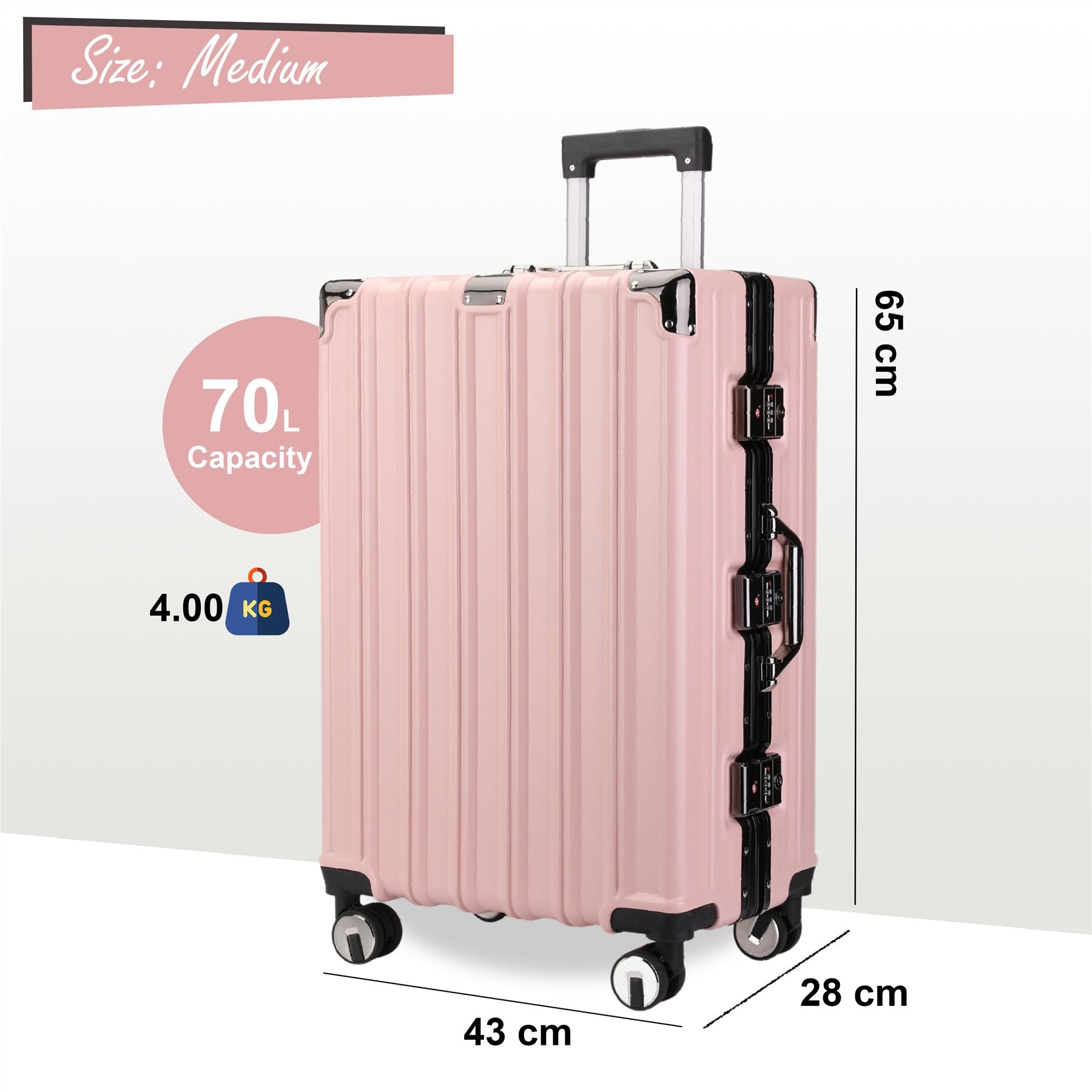 Airdrie Medium Hard Shell Suitcase in Pink