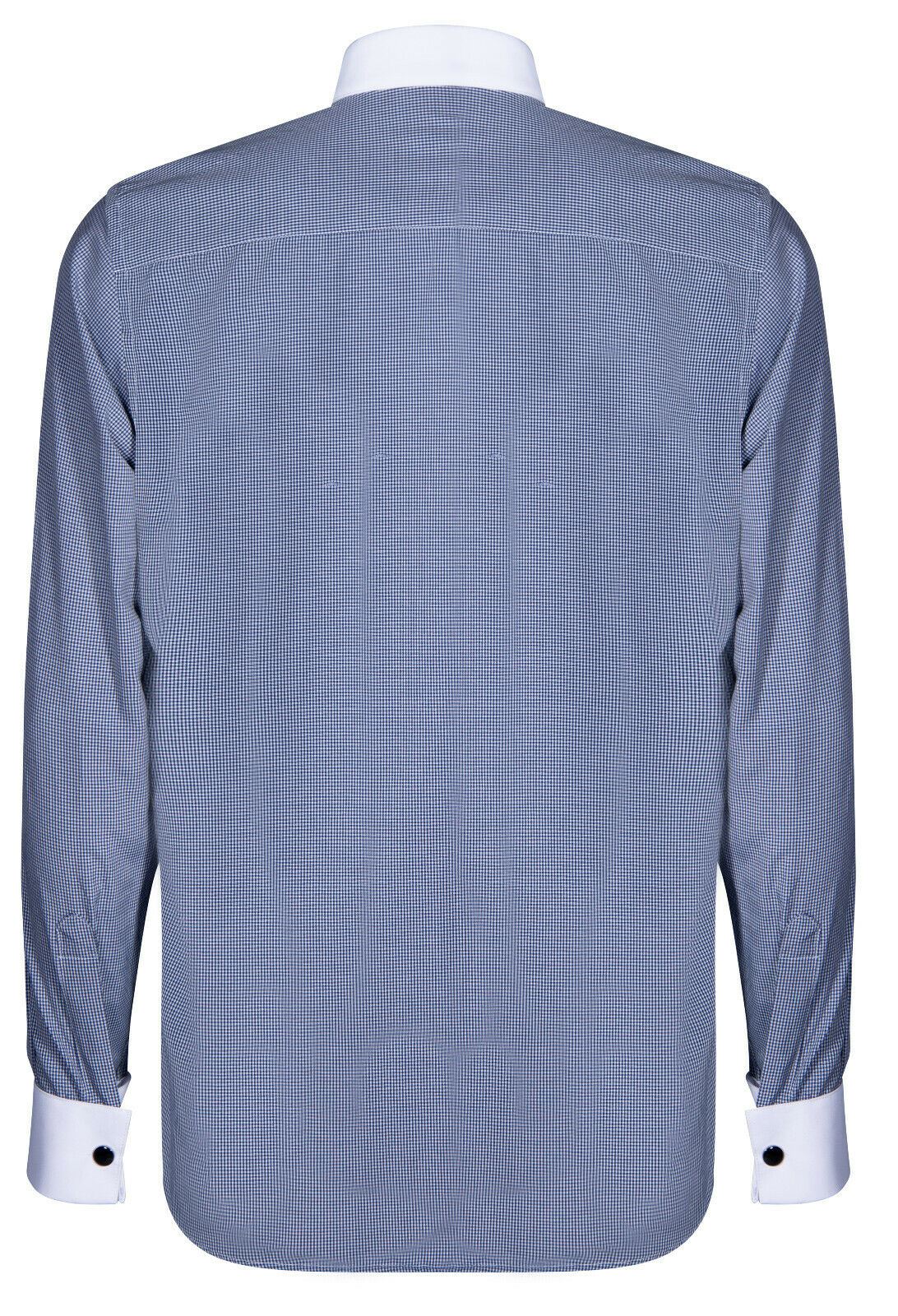 Mens Club Collar Navy Blue Shirt 1920s Peaky Blinders With Bar Poplin Pin Smart