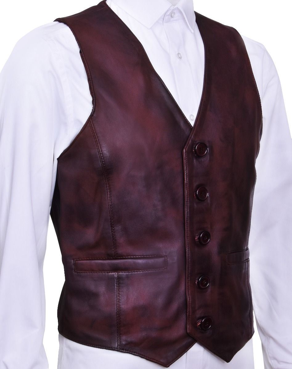 Mens Classic Leather Waistcoat-Grantham