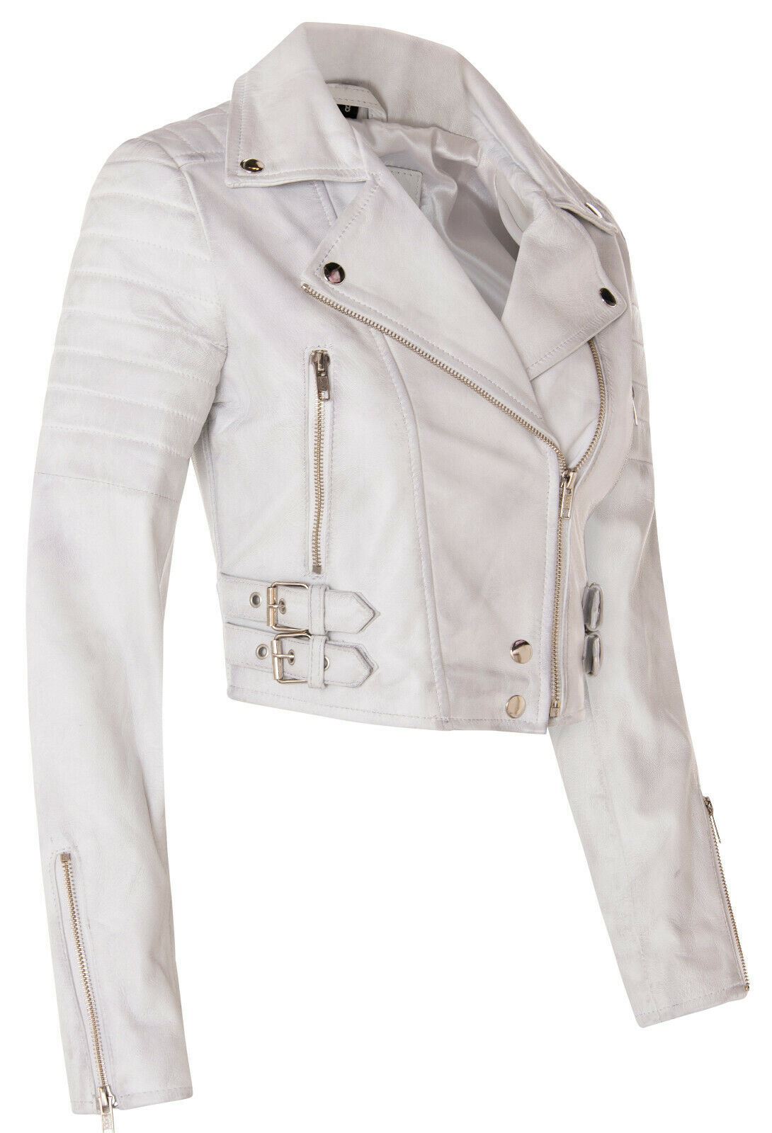 Womens Brando Cropped Leather Jacket-Longtown