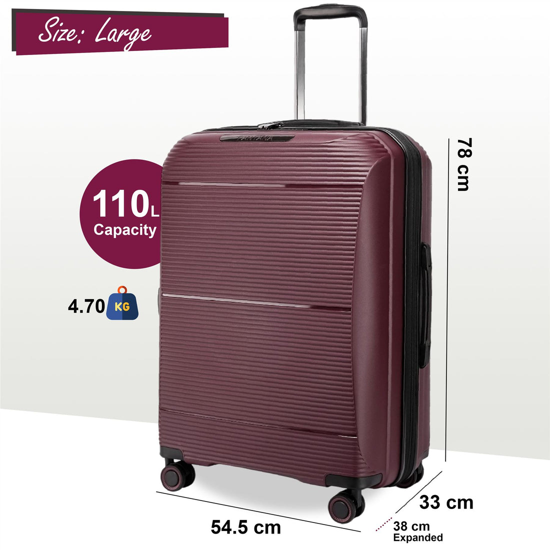 Abiko Large Hard Shell Suitcase in Burgundy