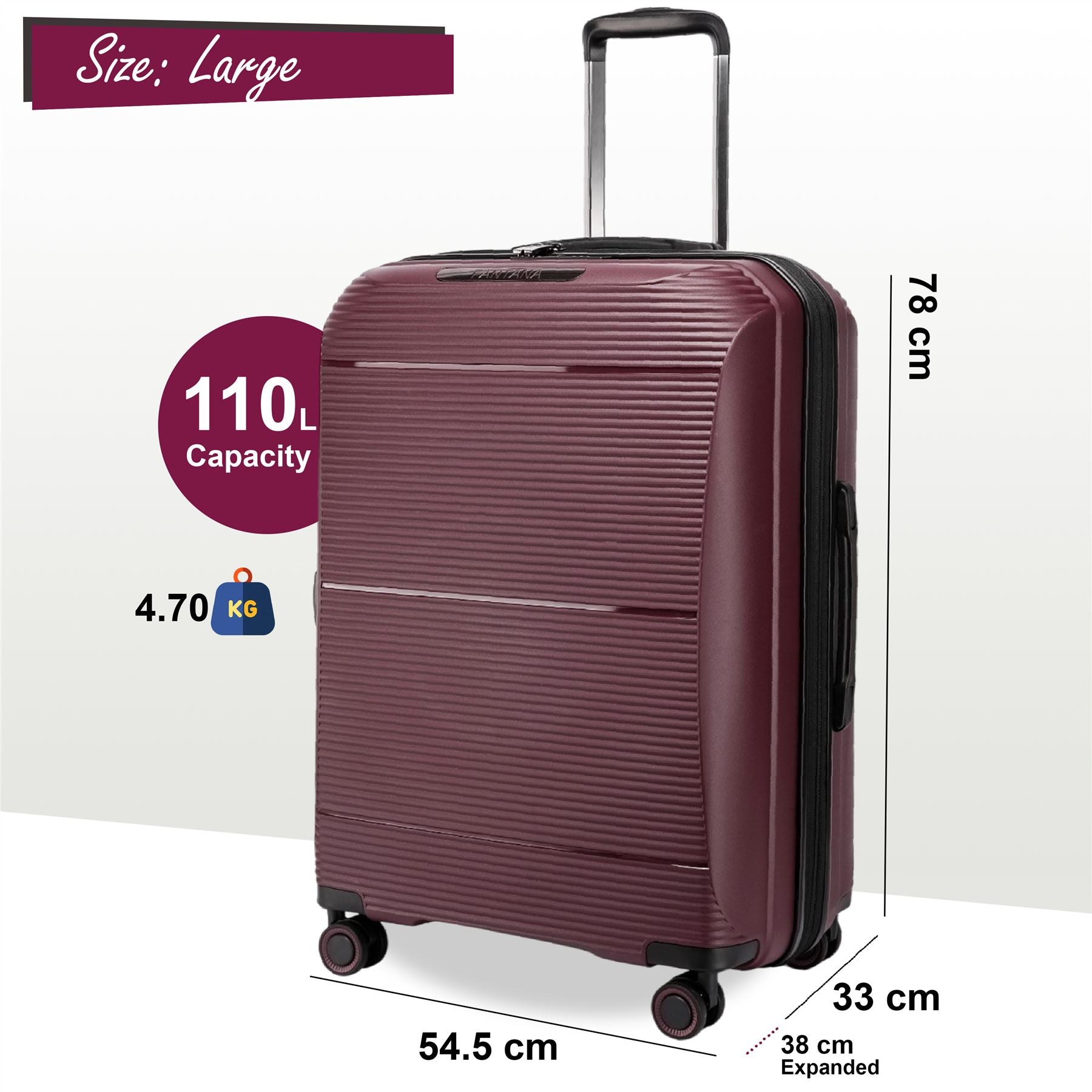 Abiko Large Hard Shell Suitcase in Burgundy