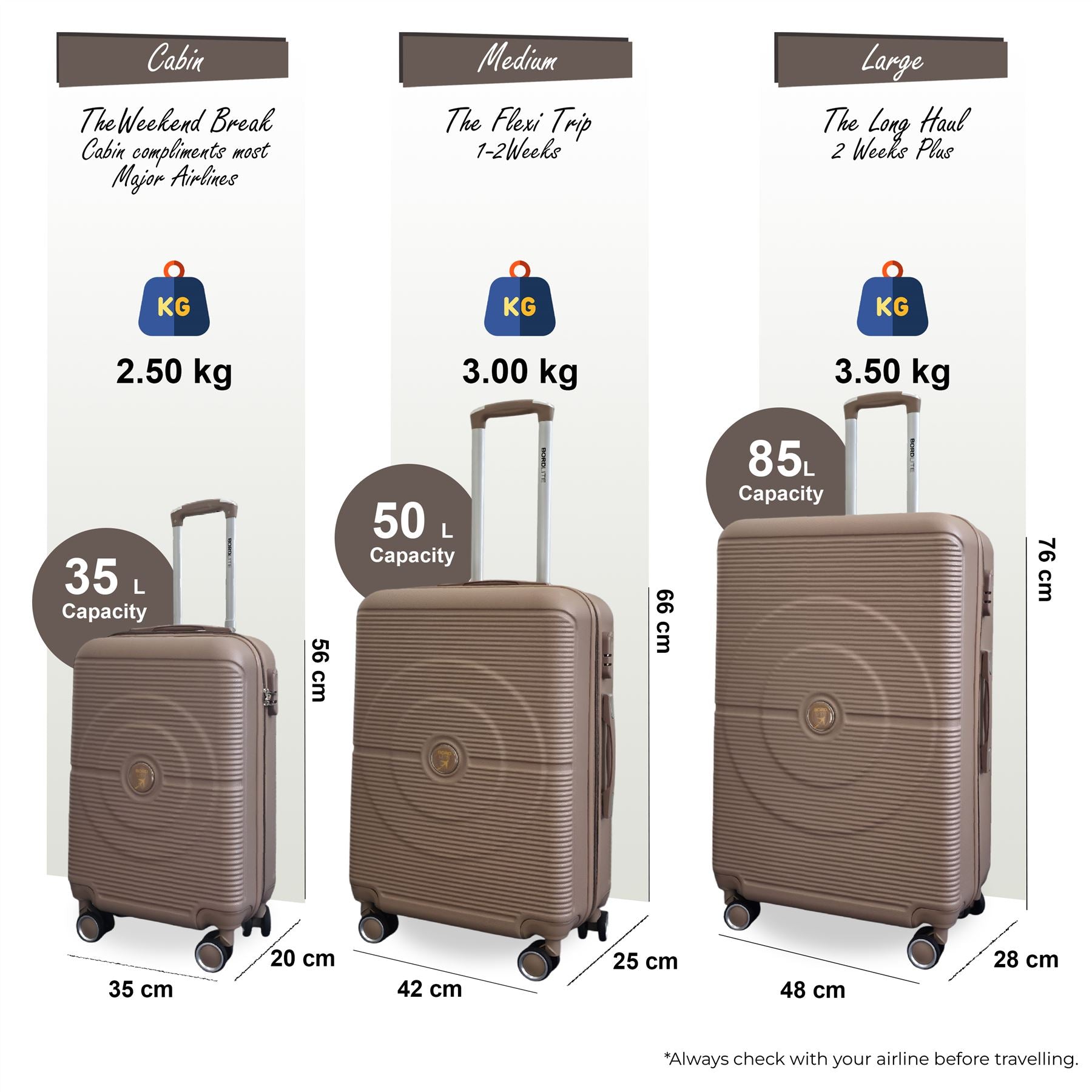 Seto Set of 3 Hard Shell Suitcase in Gold
