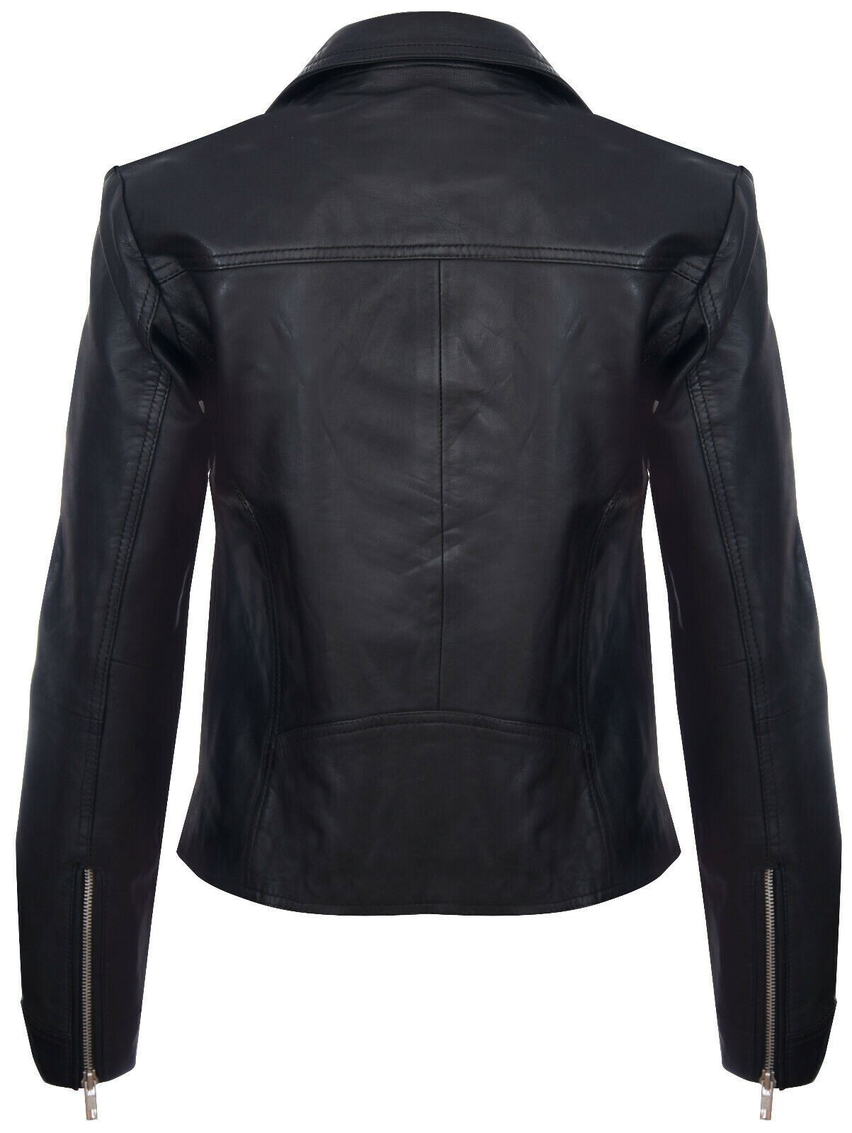 Womens Classic Leather Shawl Wrap Biker Jacket - Morpeth