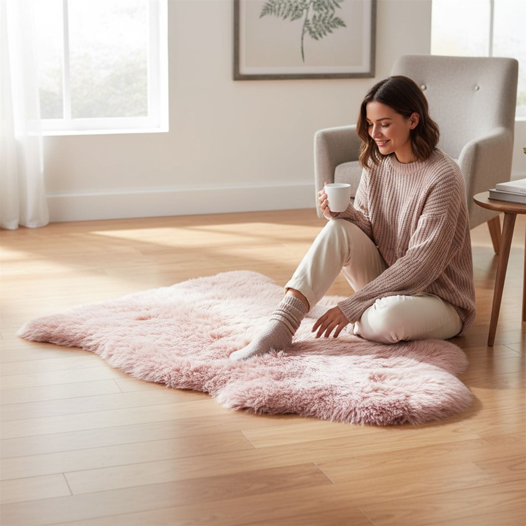 Genuine Sheepskin Natural Silky Soft Fluffy Real Wool Rug