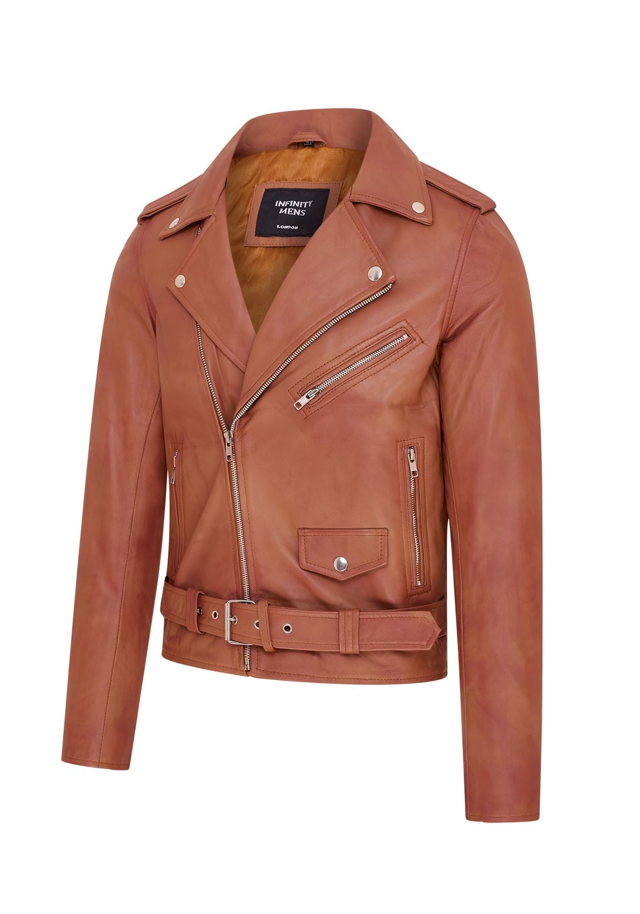 Mens Classic Brando Leather Biker Jacket - Heinola