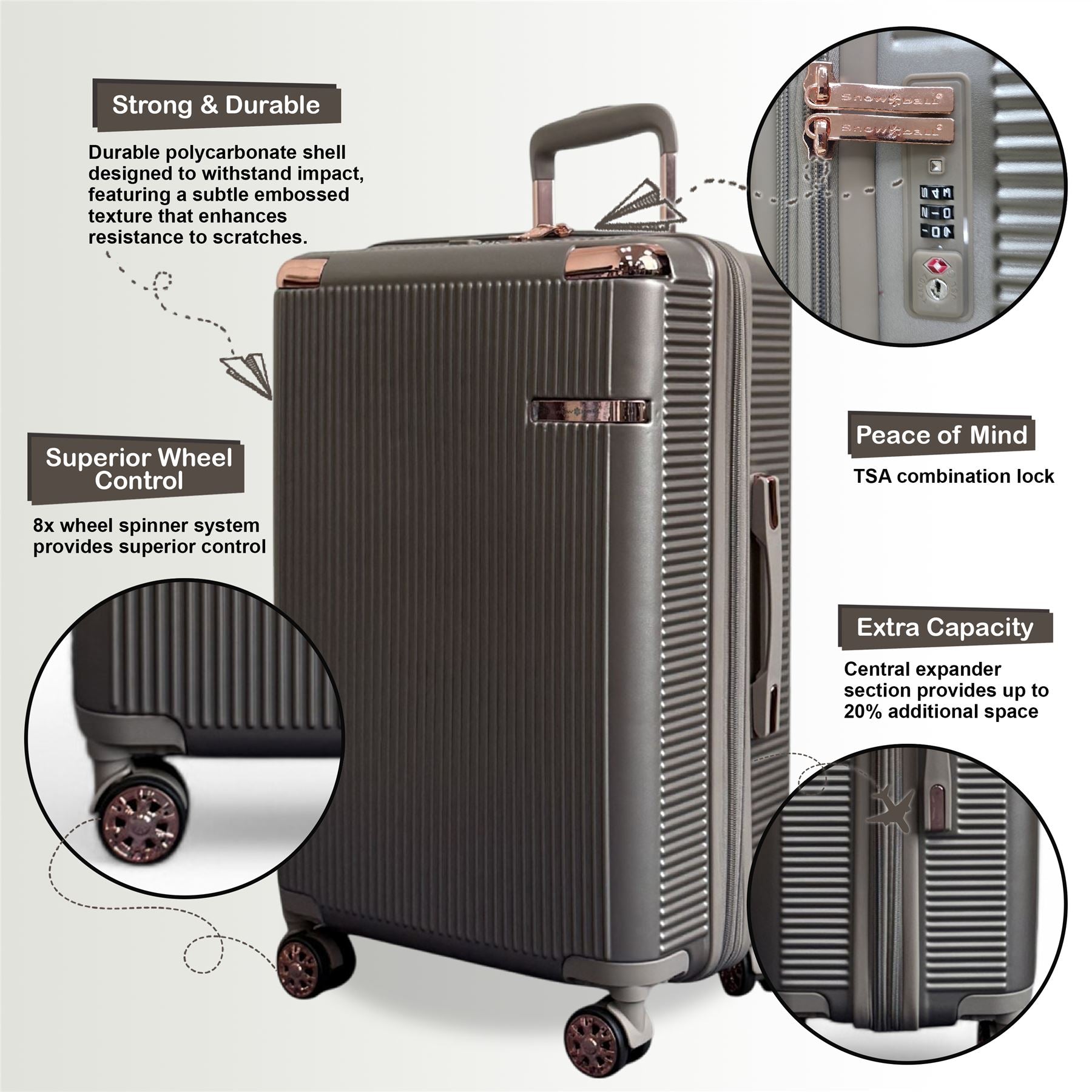 Cowra Cabin Hard Shell Suitcase in Champagne ( Beige )