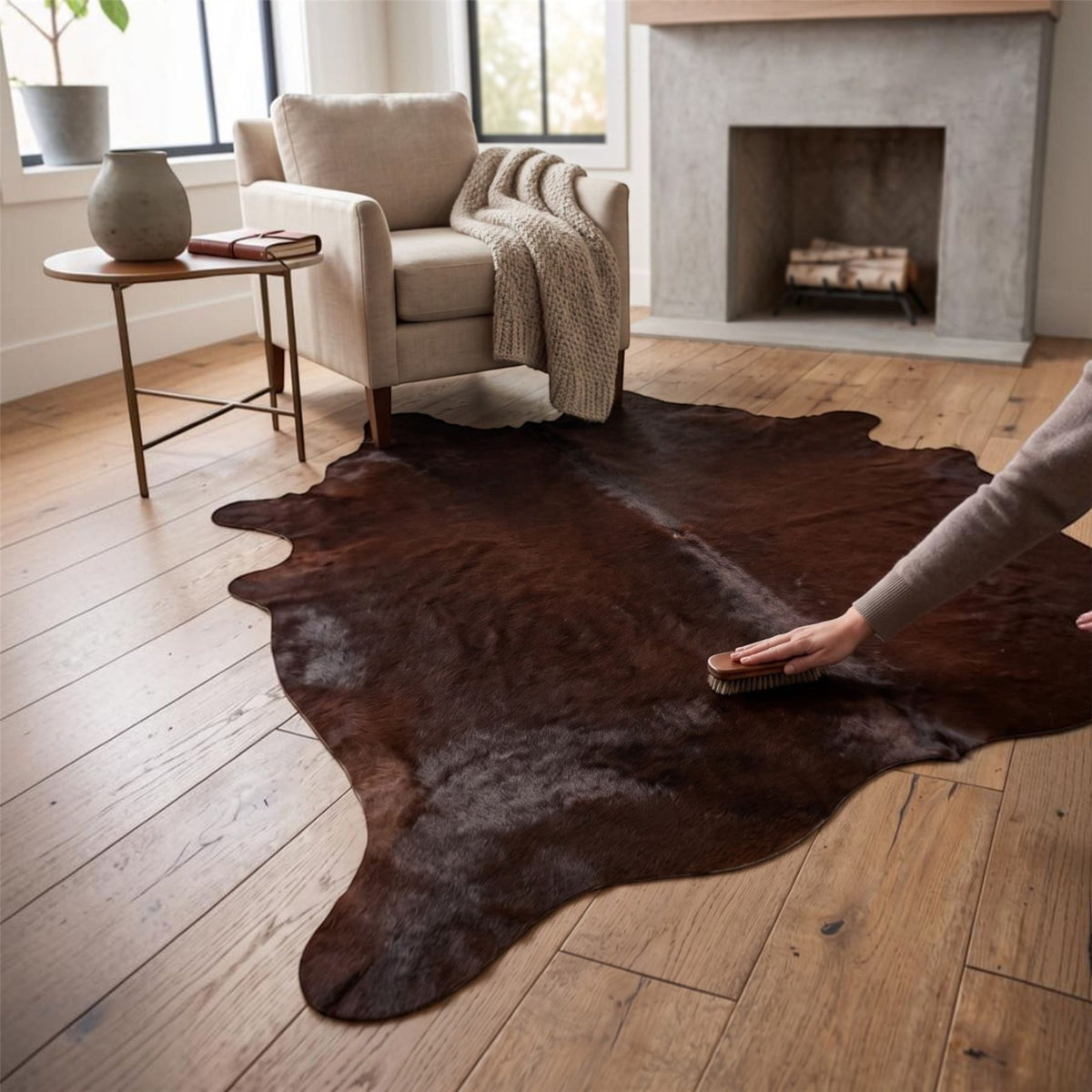 Natural Cow Real Leather Cowhide Hairon Rug