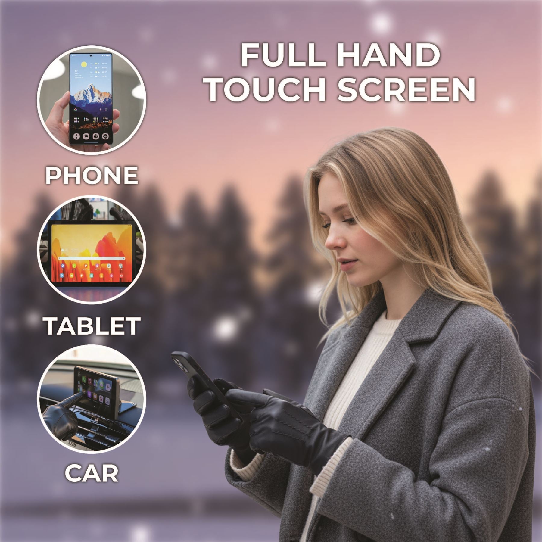 Womens Italian Leather Winter Stitch Line Design Soft Wool Lining Gloves