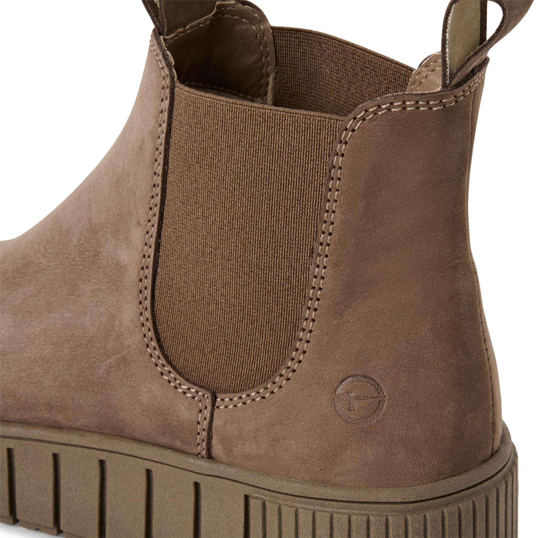 Tamaris Womens Taupe Brown Leather Chelsea Ankle Boots