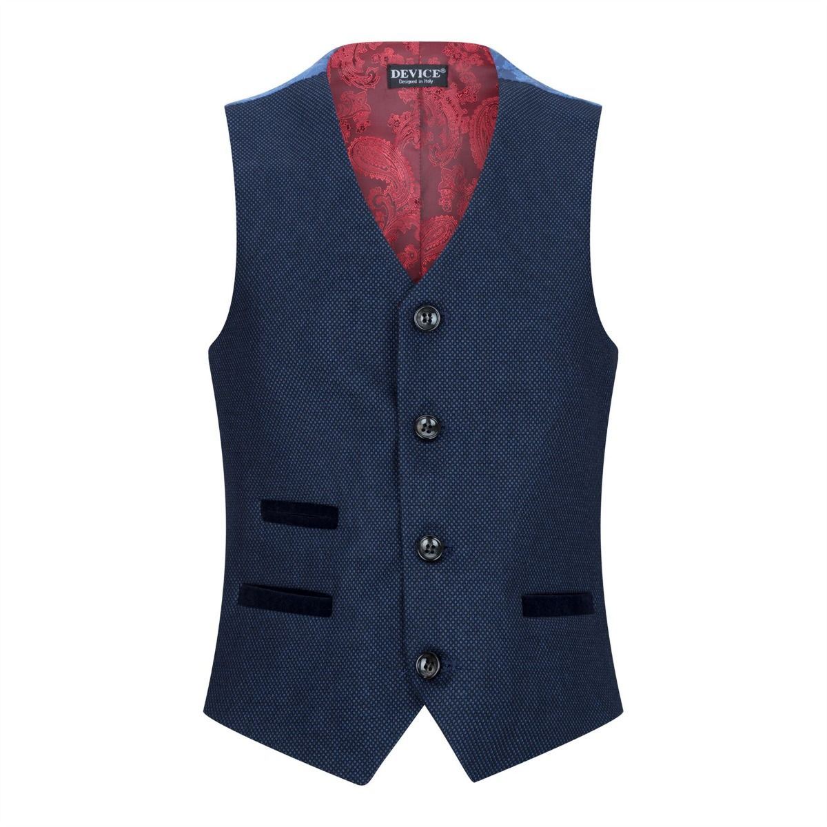 Boys 3 Piece Navy Blue Birdseye Tweed Suit