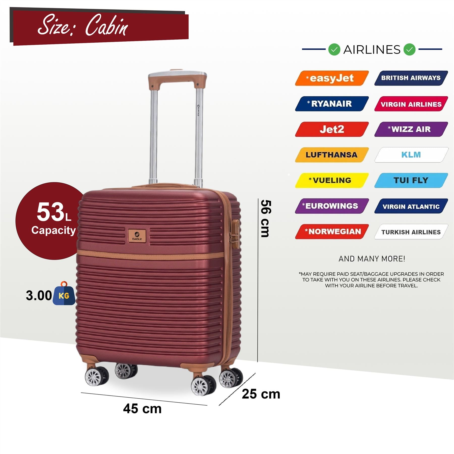 Koga Cabin Hard Shell Suitcase in Burgundy