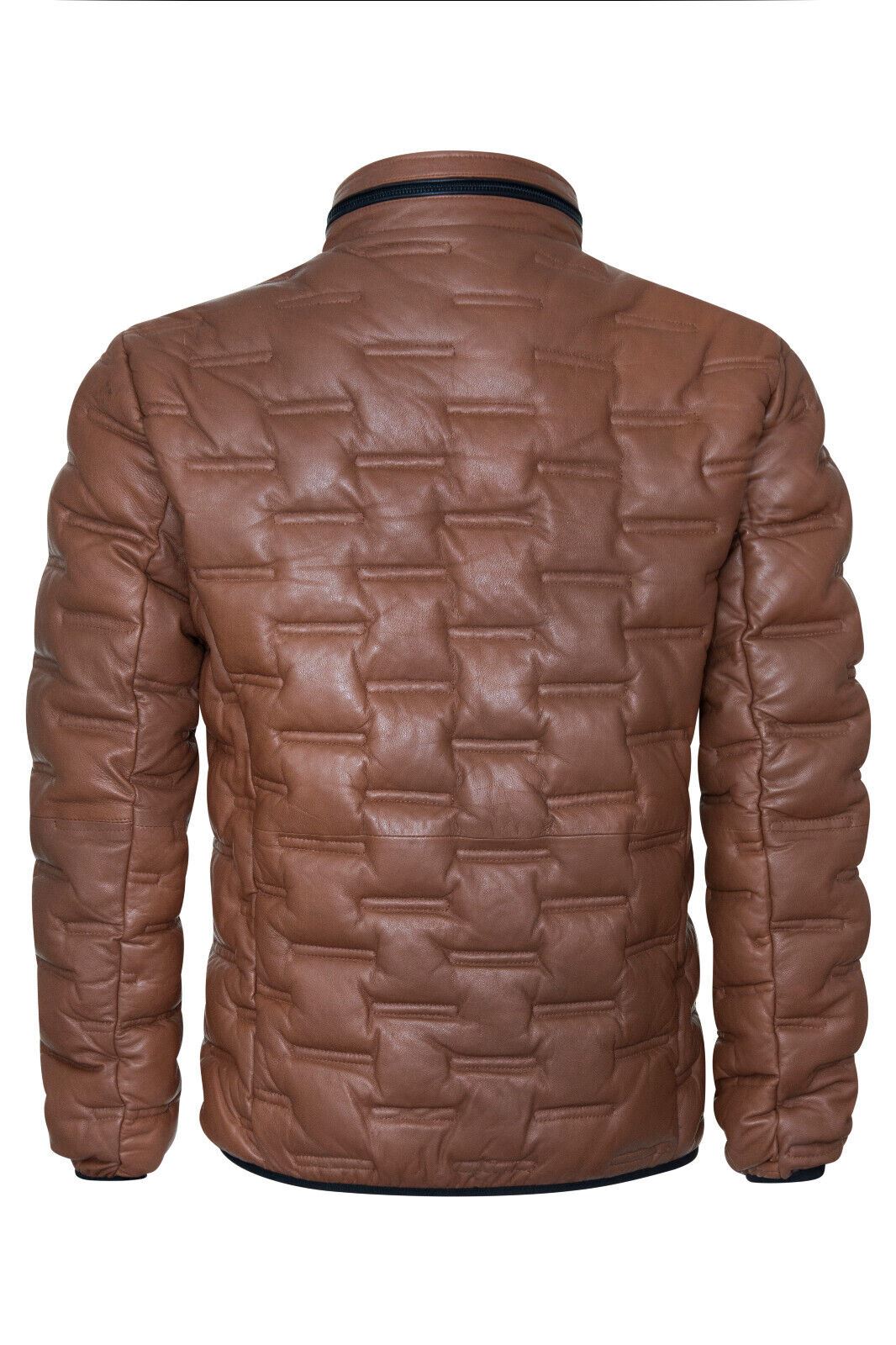 Mens Quilted Puffer Leather Bomber Jacket - Torpoint
