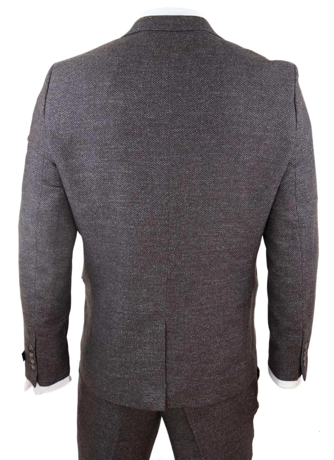 Mens Brown Wool 3 Piece Suit Double Breasted Tweed Peaky Blinders 1920