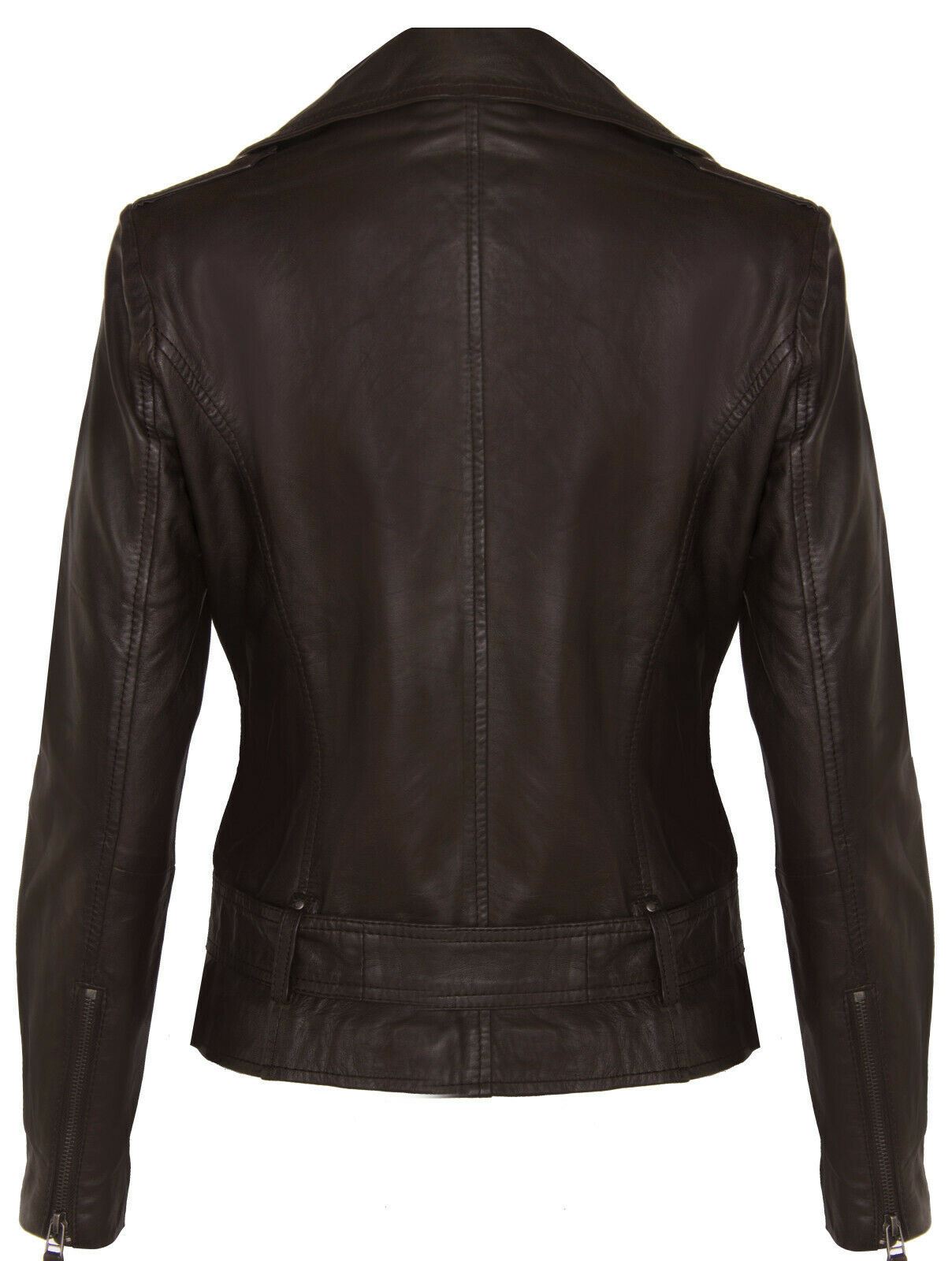 Womens Vintage Leather Biker Jacket-Malton - Upperclass Fashions