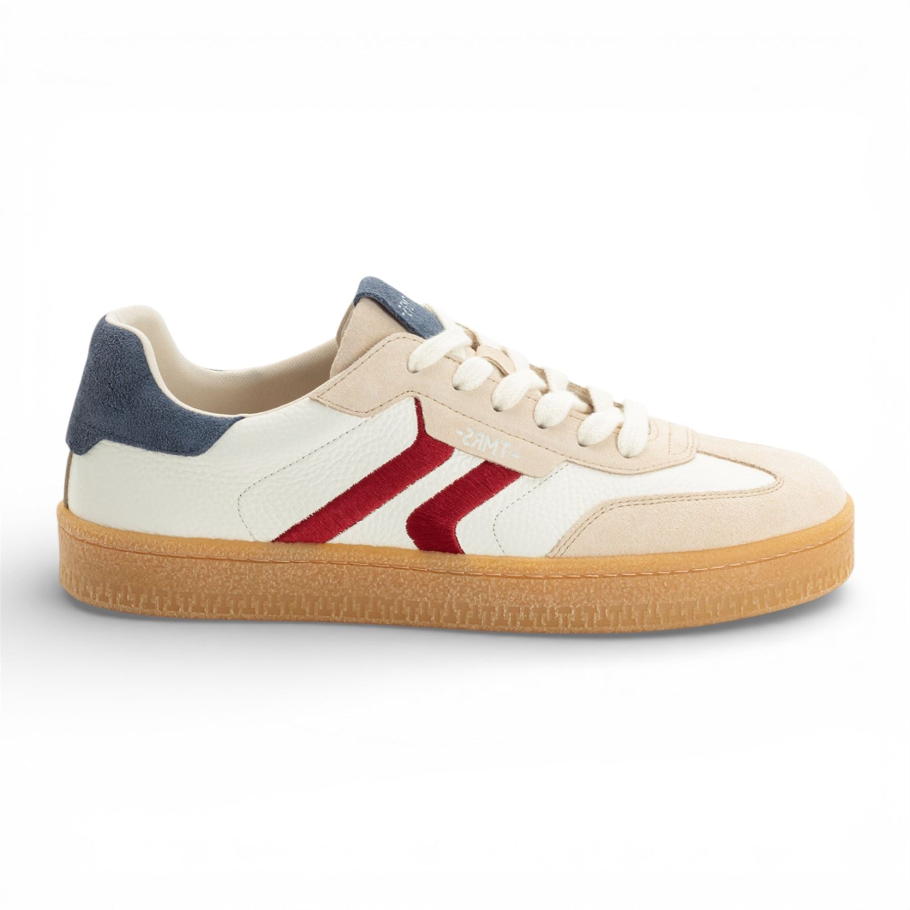 Tamaris Men’s Off White Leather Red Stripe Trainer Sneaker Shoes