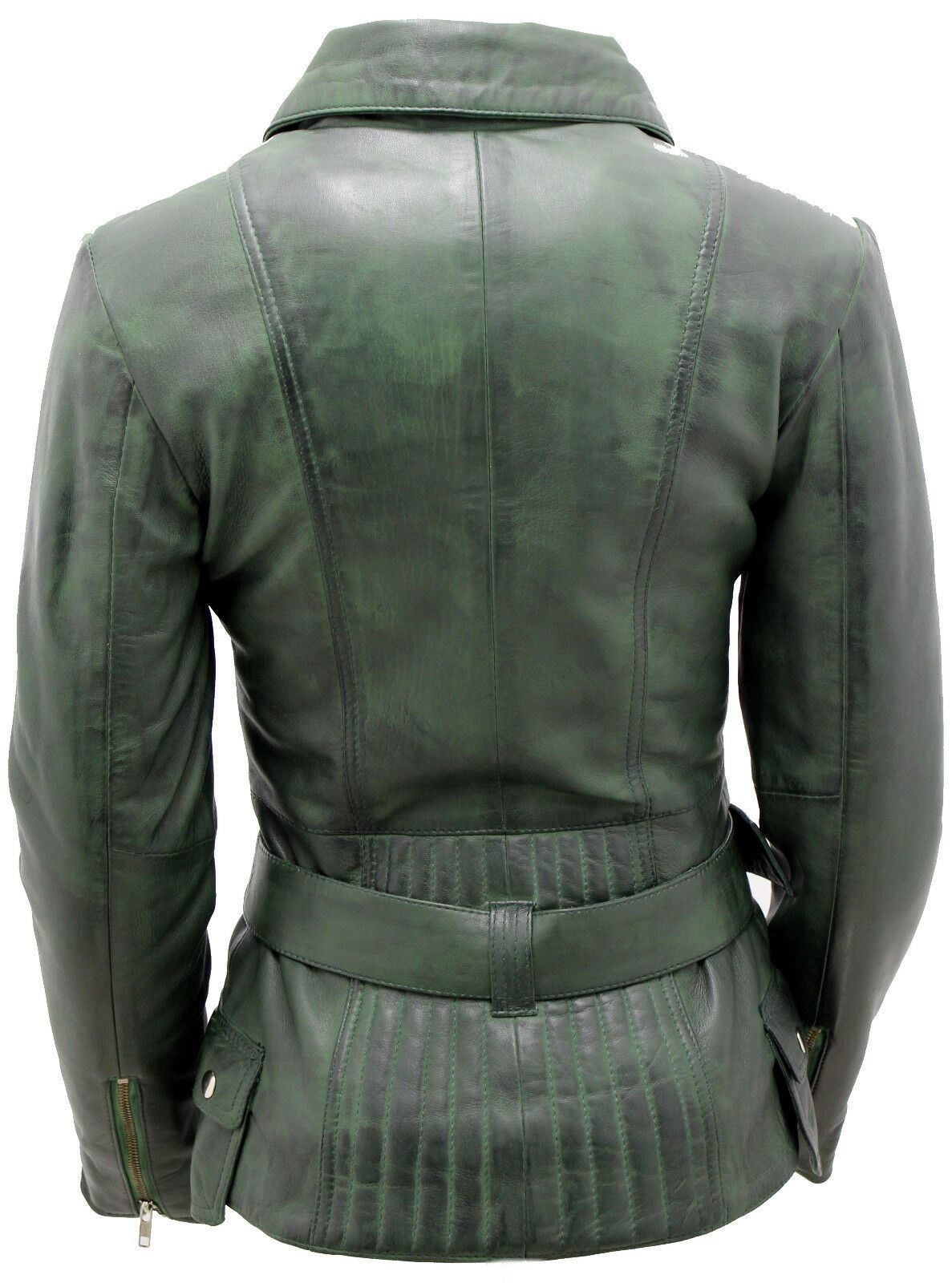 Womens Mid-length Leather Biker Jacket-Middlewich