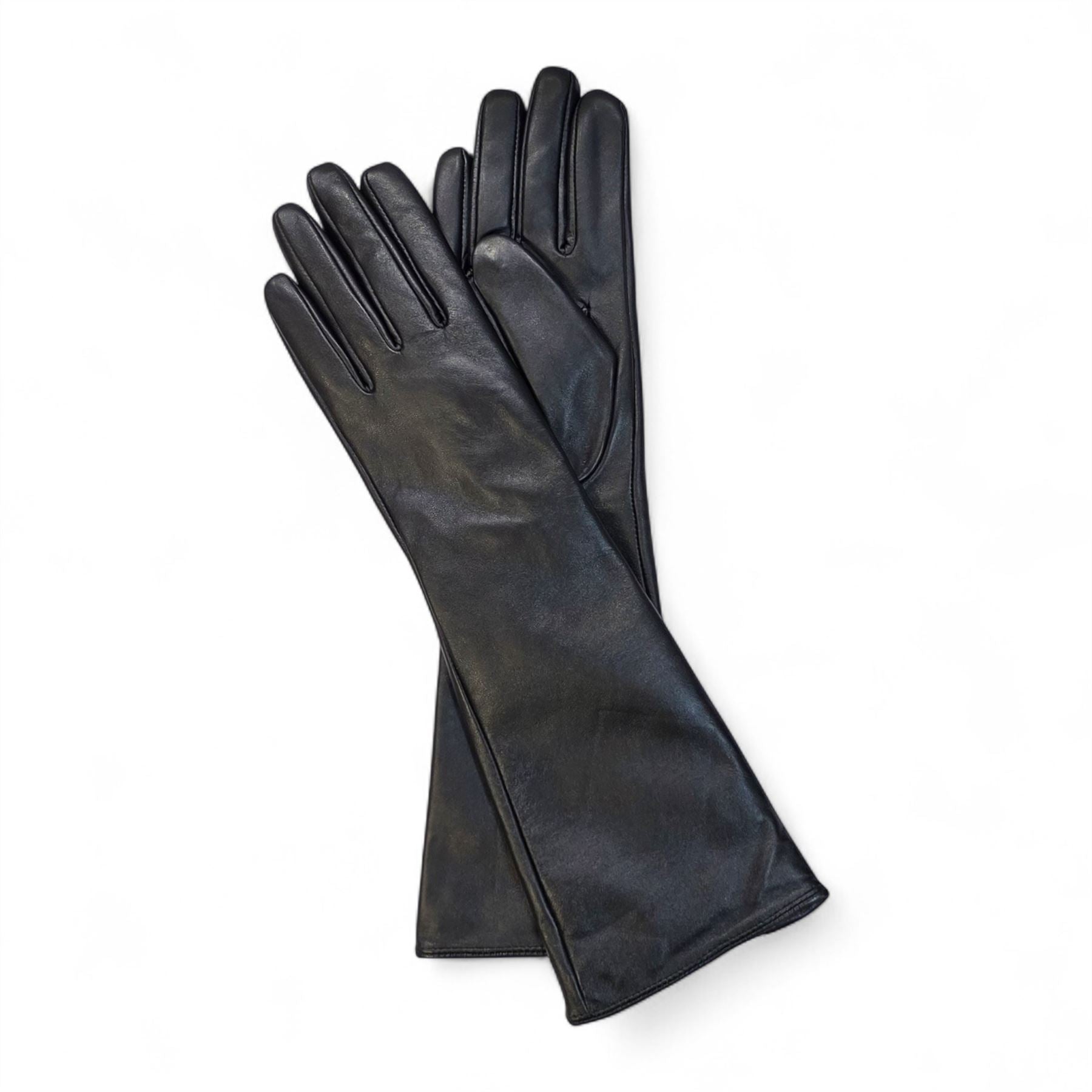 Womens Long Italian Leather Winter Soft Wool Lining Gloves