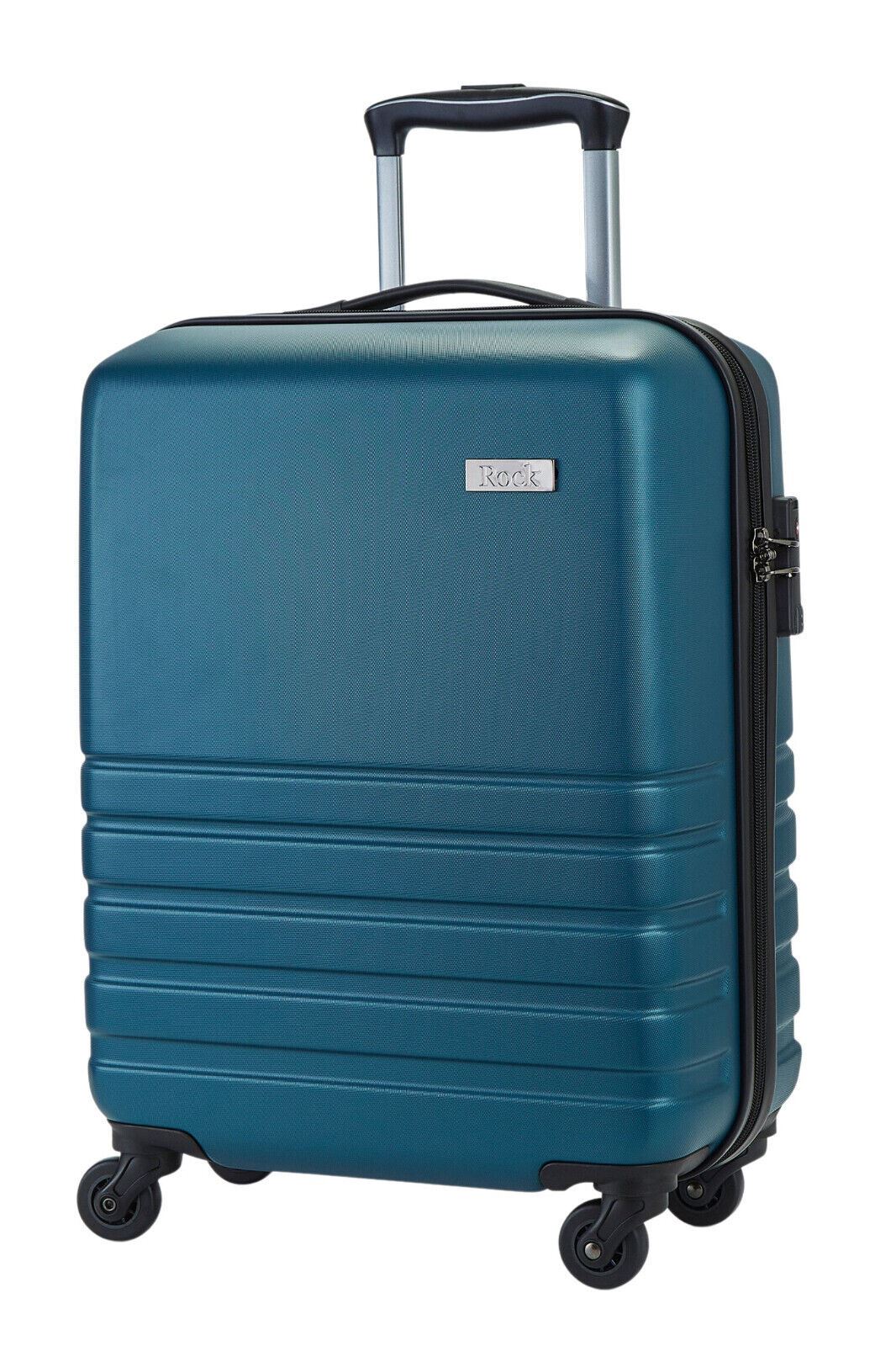 Hard Shell Teal Blue Suitcase Set 4 Wheel Cabin Luggage Trolley Travel Bag