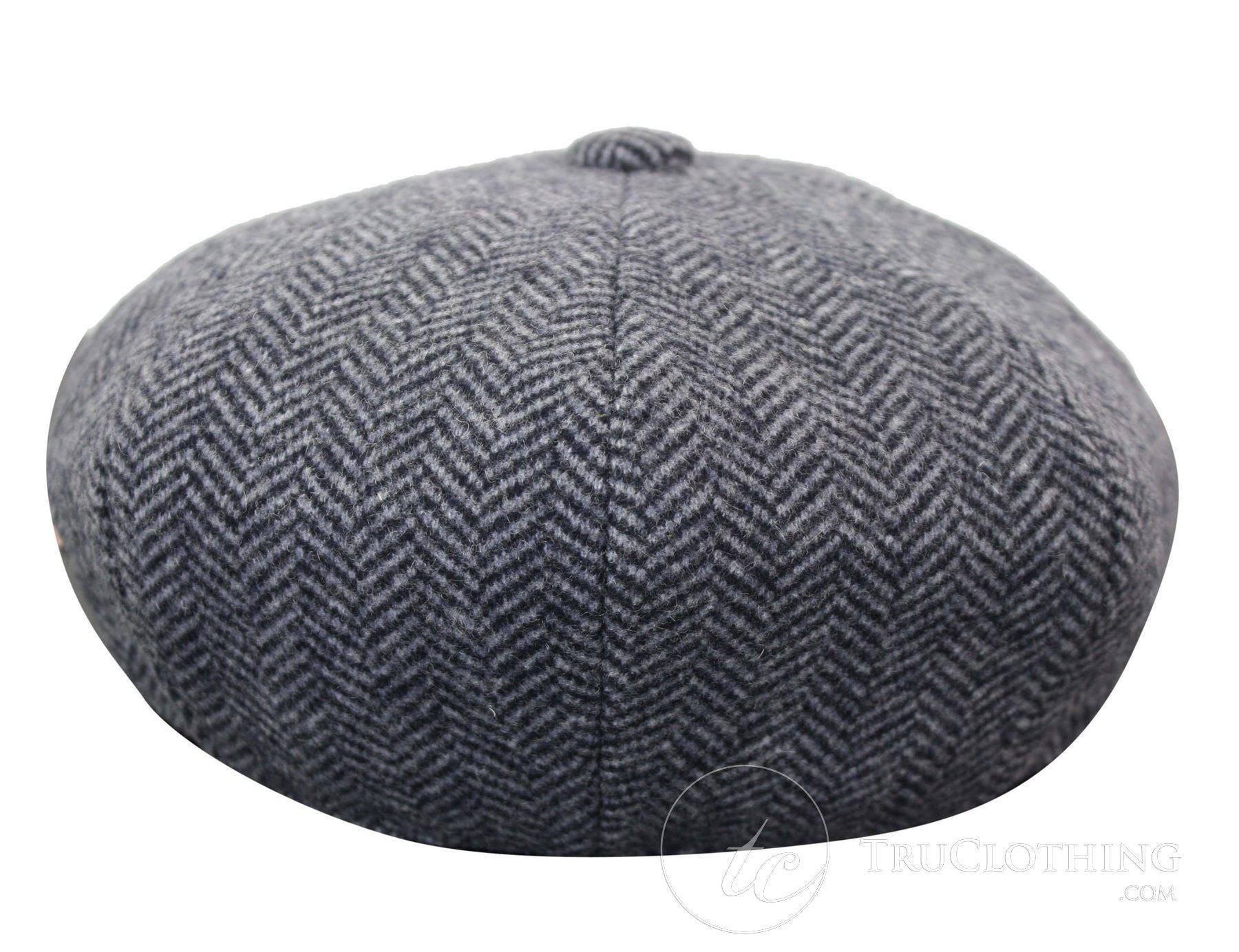 Mens Peaky Blinders Grey Tweed Gatsby Flat Baker Hat