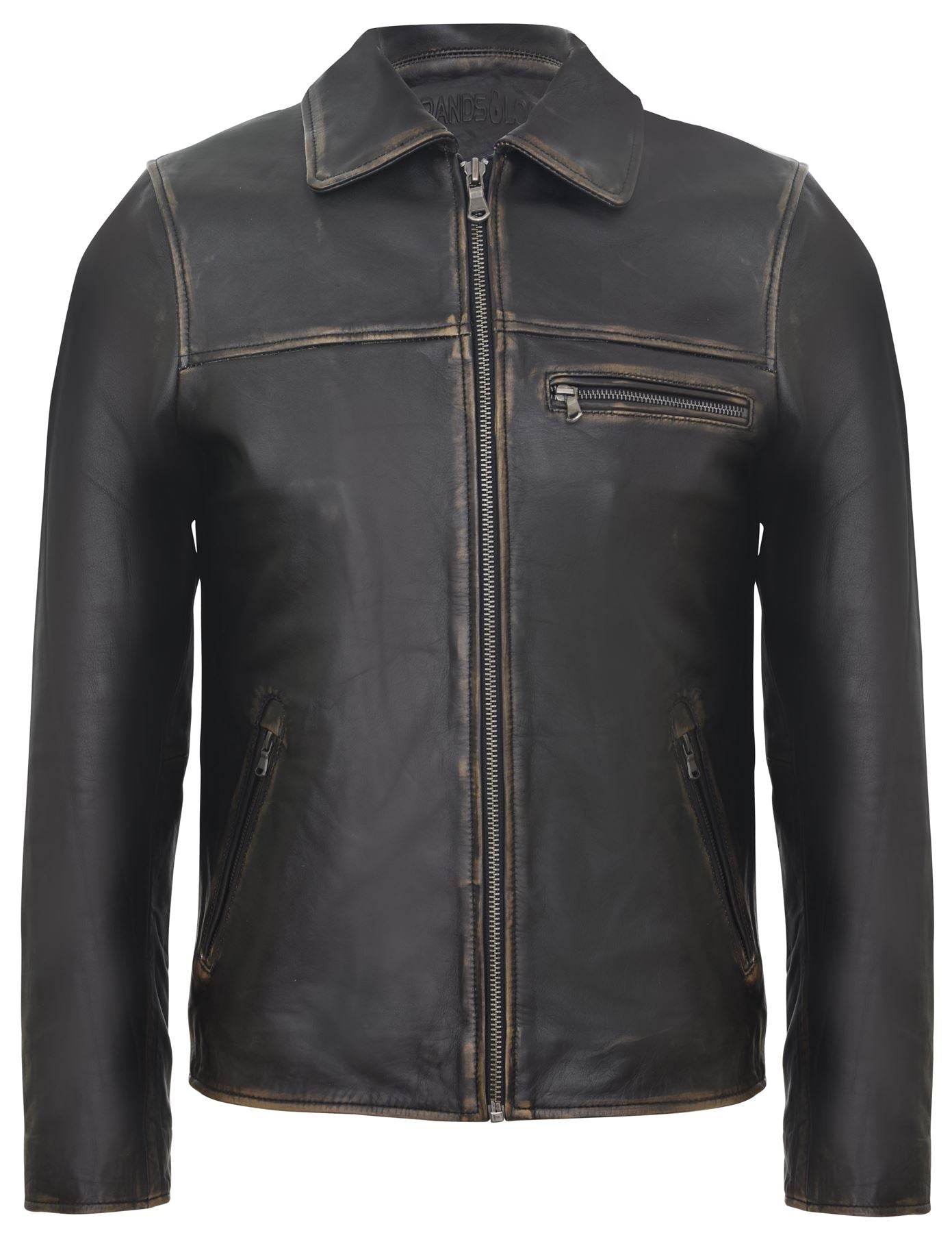 Mens Cow Hide Harrington Leather Biker Jacket-Sleaford