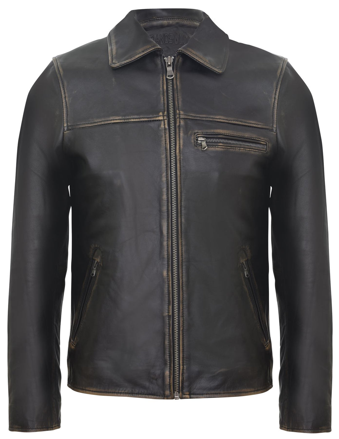 Mens Cow Hide Harrington Leather Biker Jacket-Sleaford