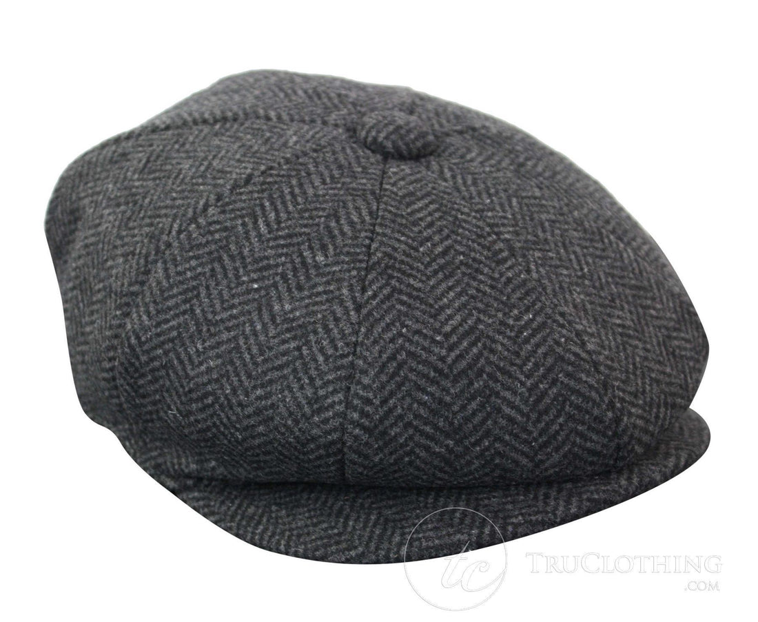 Mens Peaky Blinders Grey Tweed Gatsby Flat Baker Hat