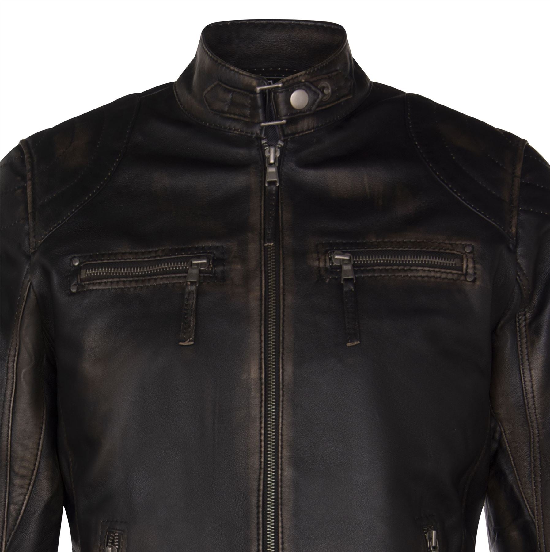 Mens Versatile Moto Leather Biker Jacket-Stapleford