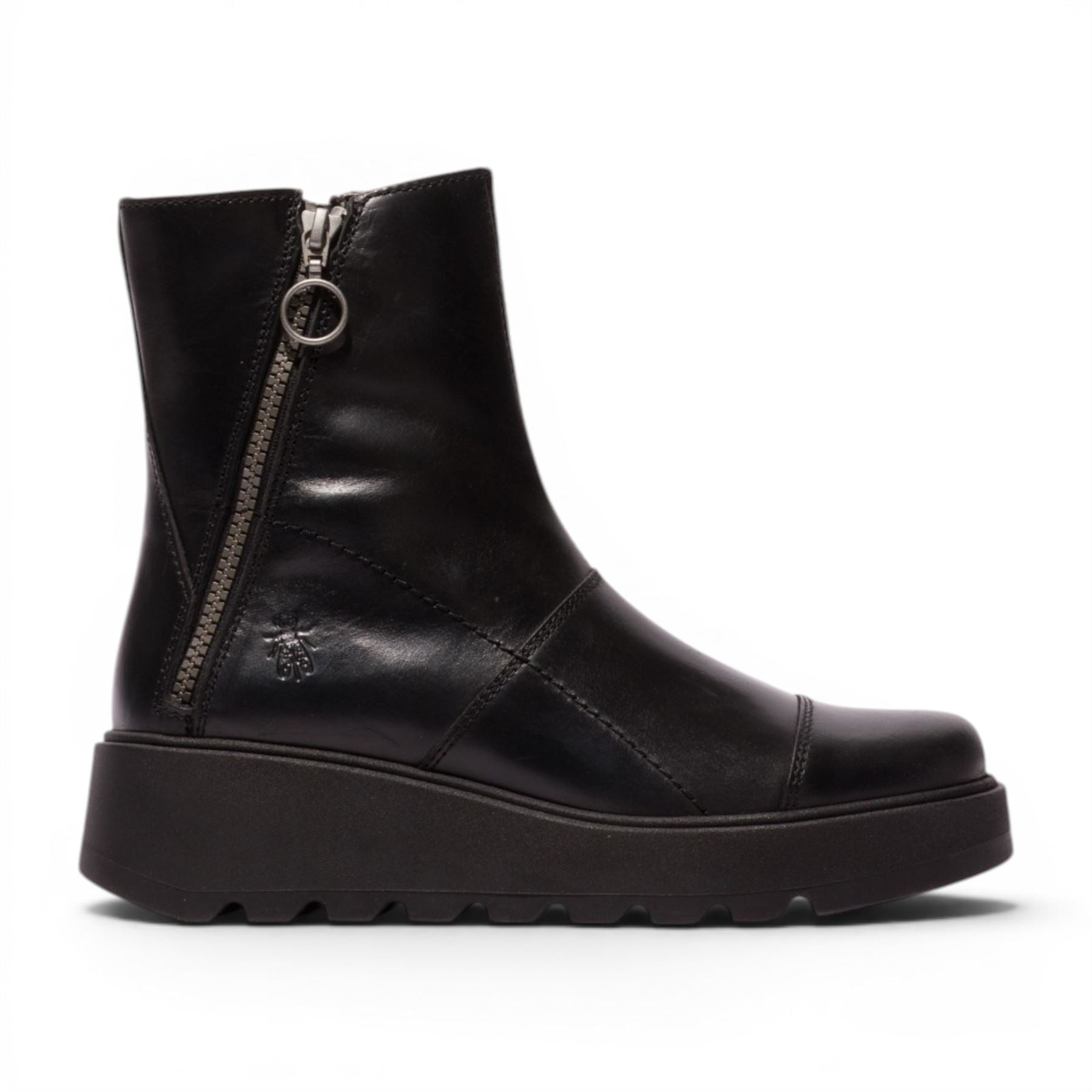 Fly London Women’s Black Leather Zip-up Platform Ankle Boots - TARP553FLY