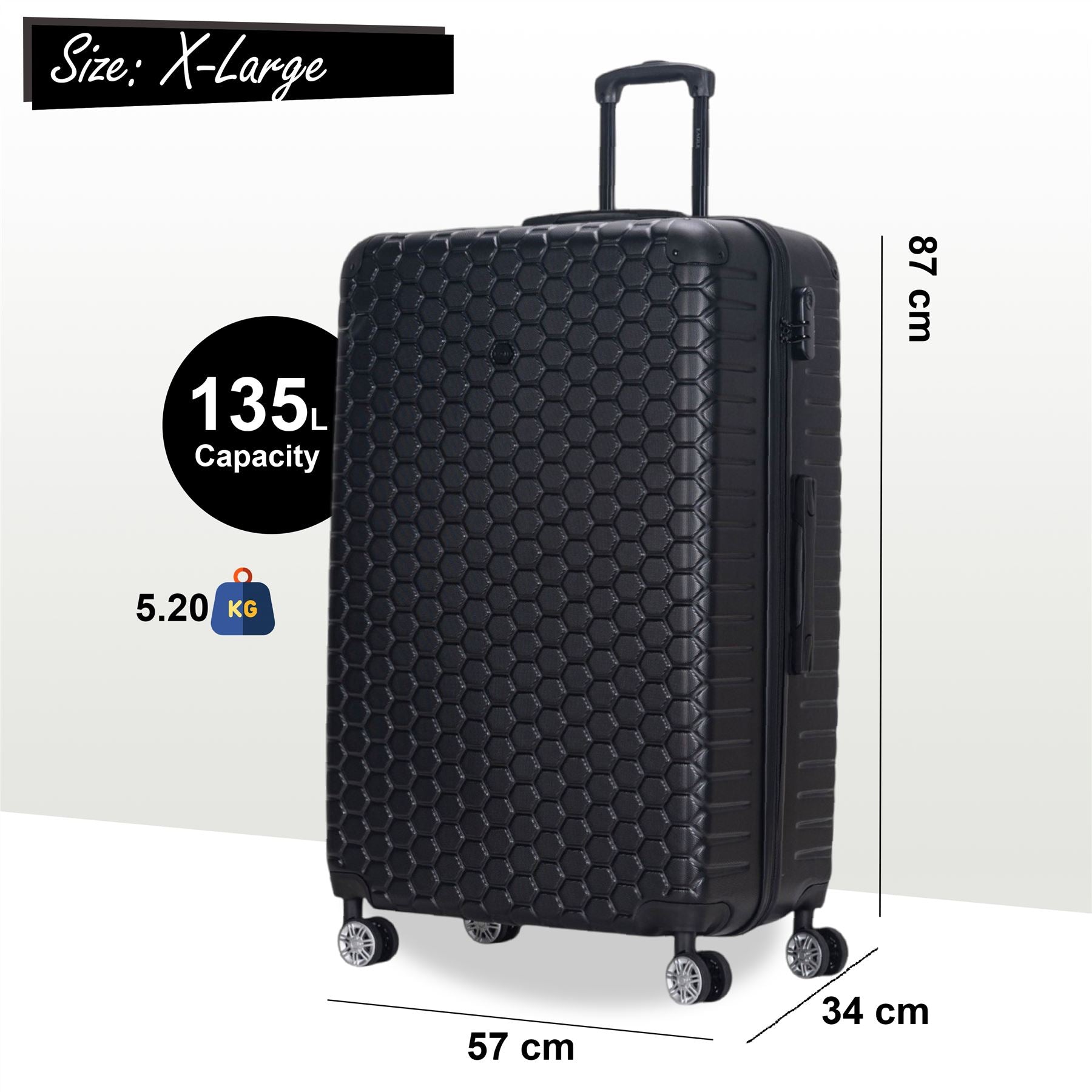 Noda X-Large Hard Shell Suitcase in Black