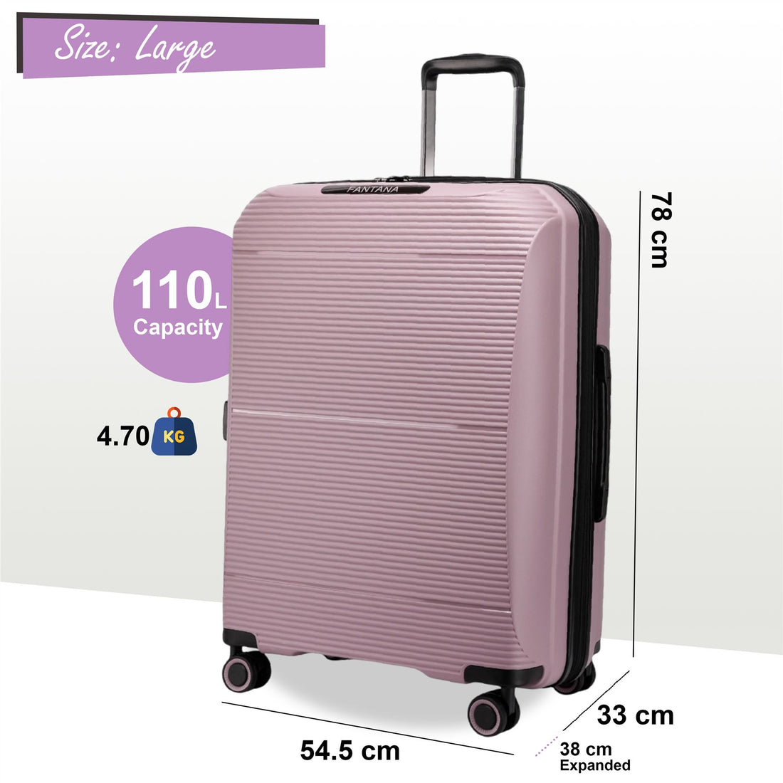 Abiko Large Hard Shell Suitcase in Pink