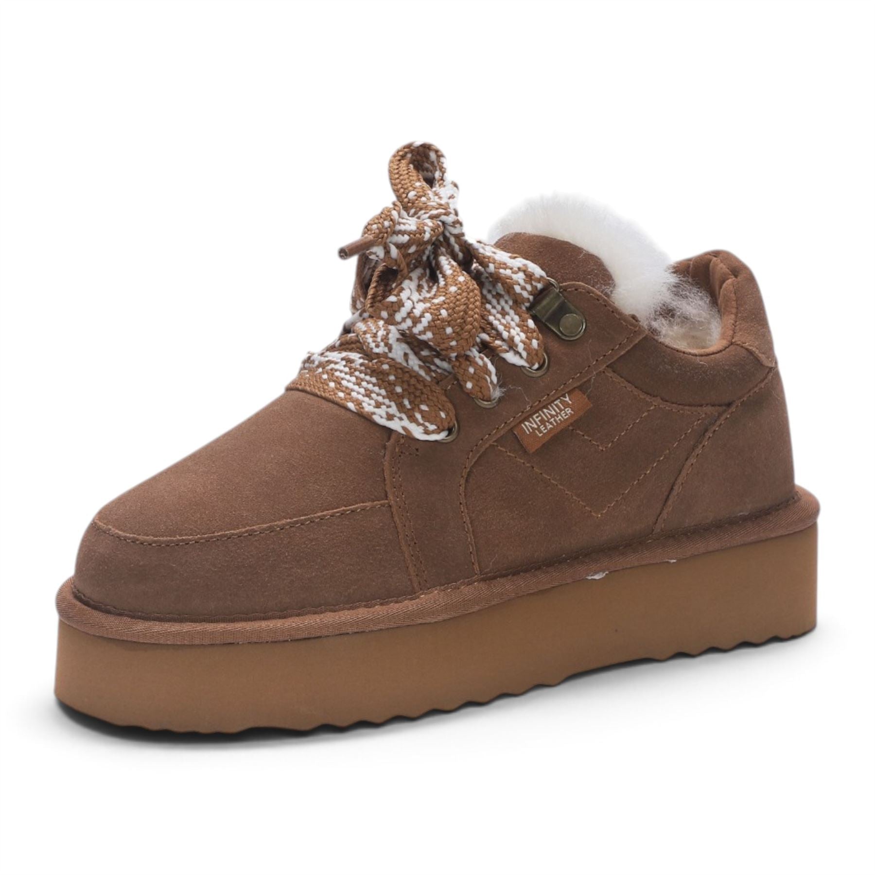 Women’s Chestnut Brown Genuine Sheepskin Fur-Lined Winter Wedge Trainers - Moonstone
