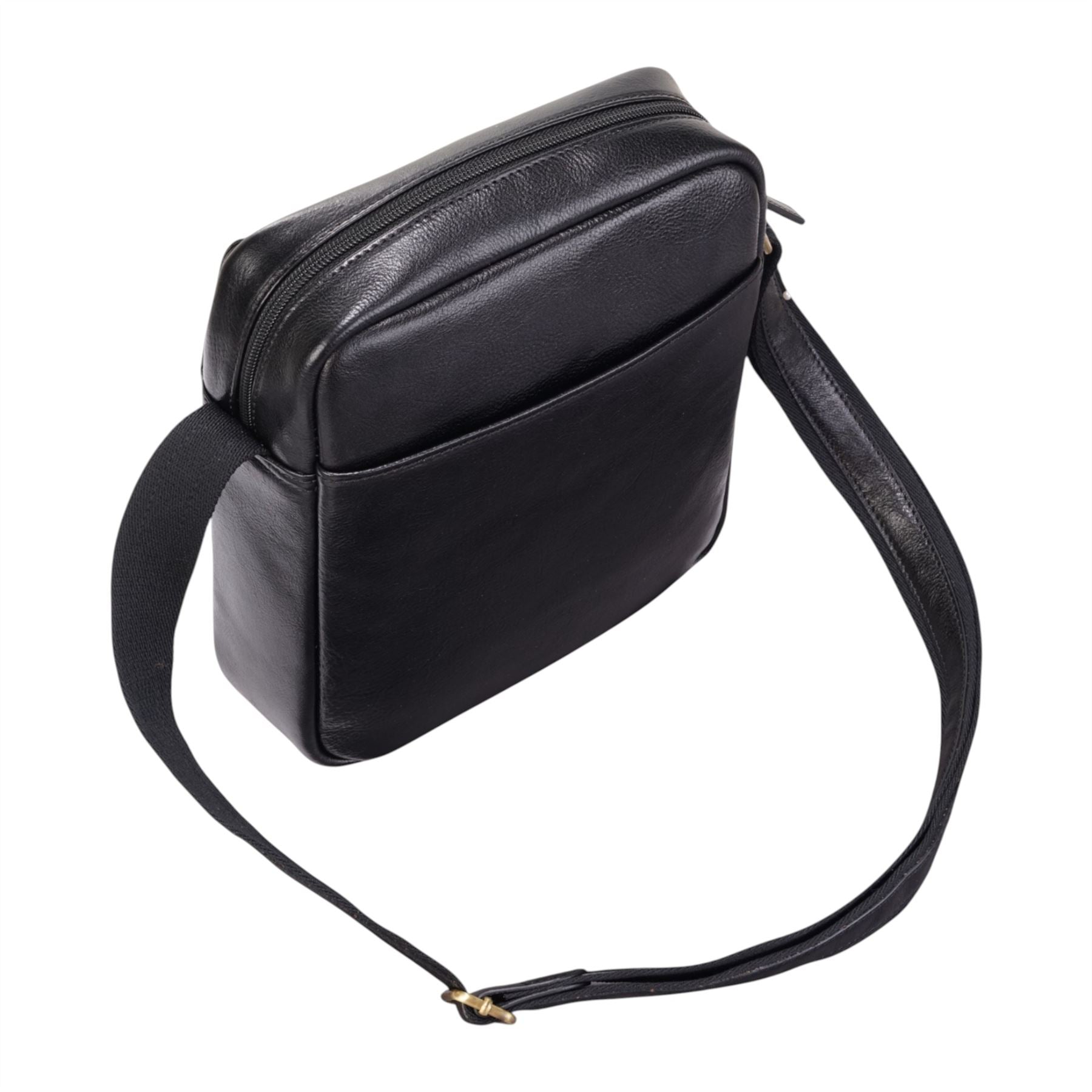 Genuine Leather Black Vintage Crossbody Messenger Travel Bag - Ashby