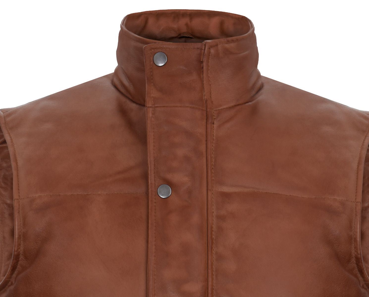 Mens Classic Leather Puffer Waistcoat-Gateshead