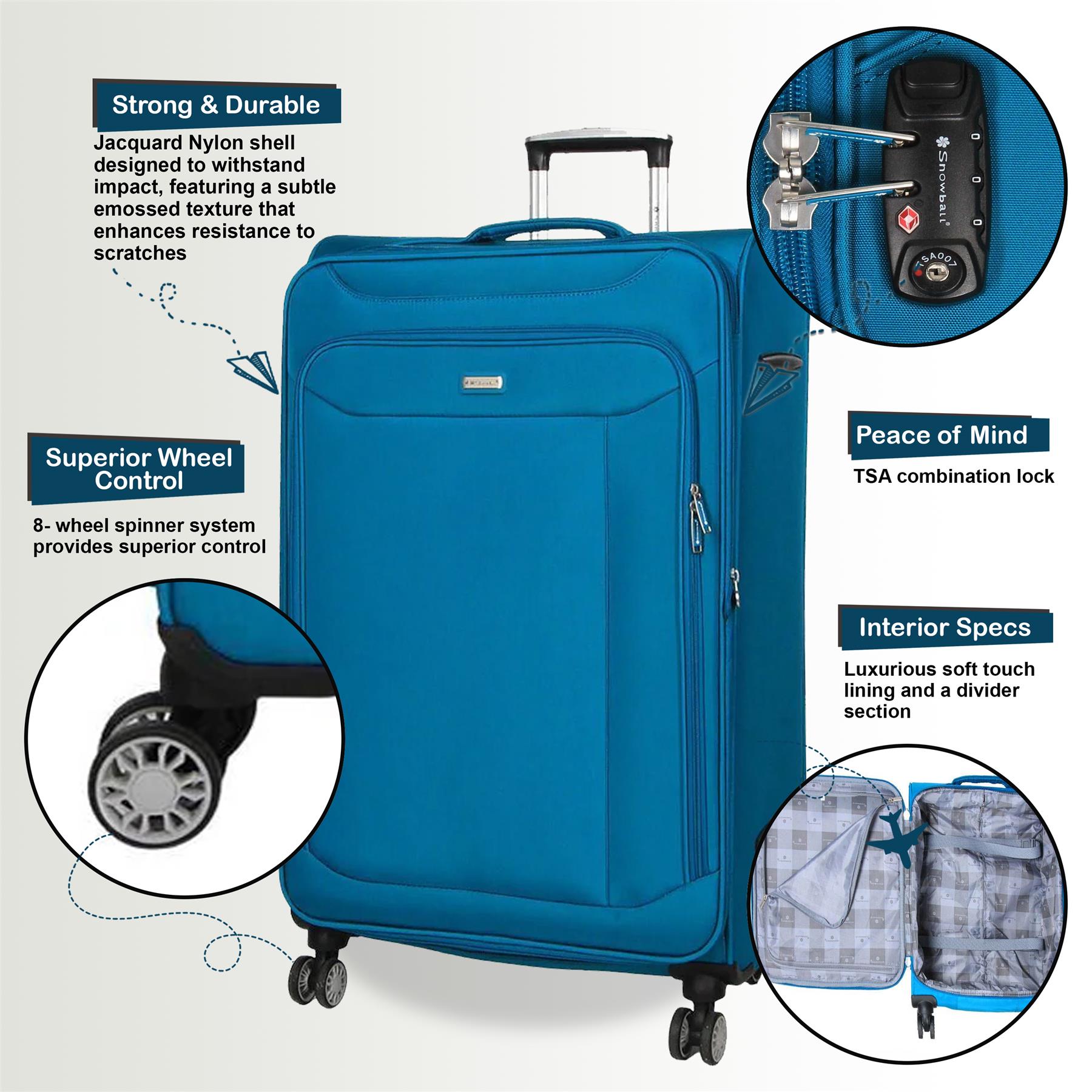 Centreville Large Soft Shell Suitcase in Teal