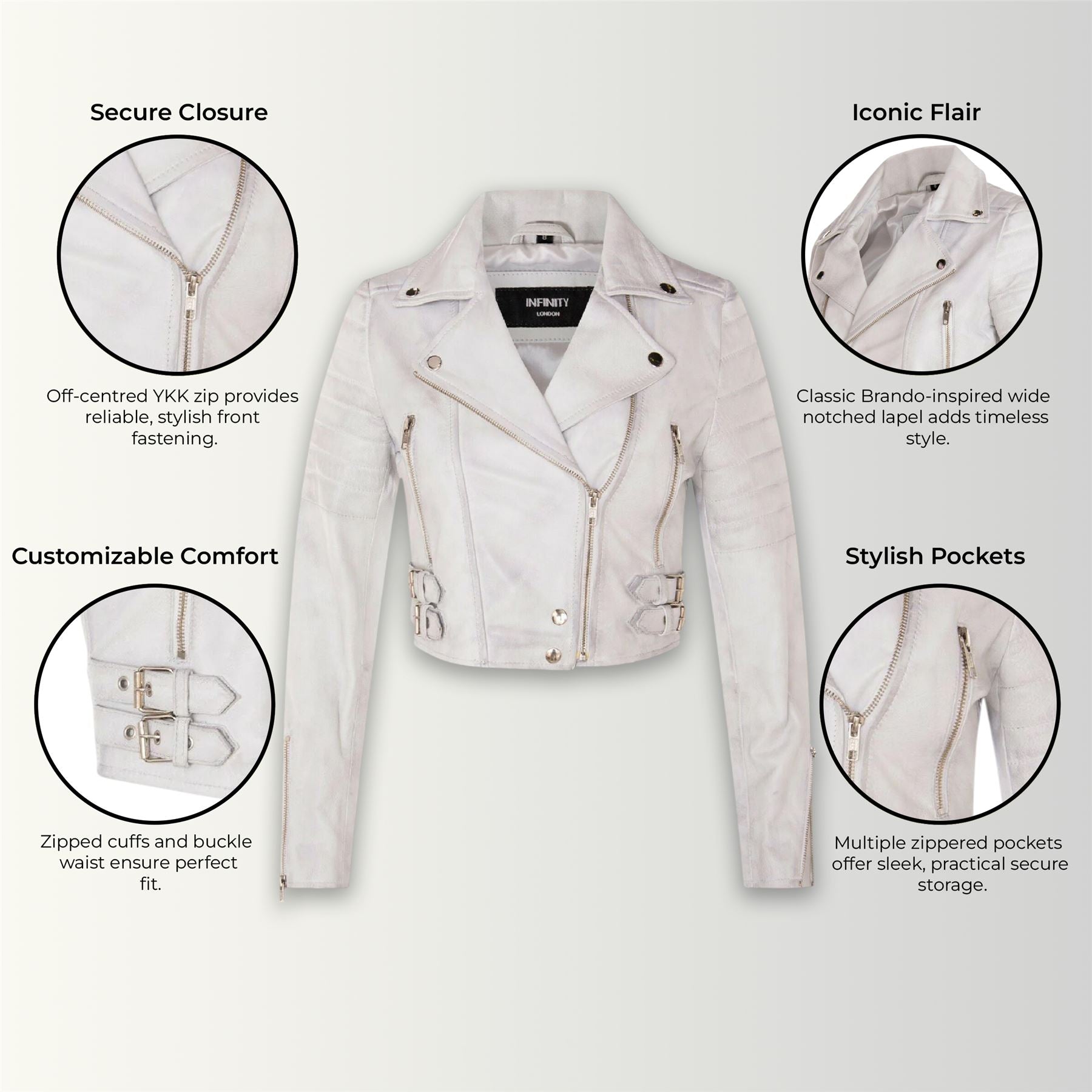 Womens Brando Cropped Leather Jacket-Longtown