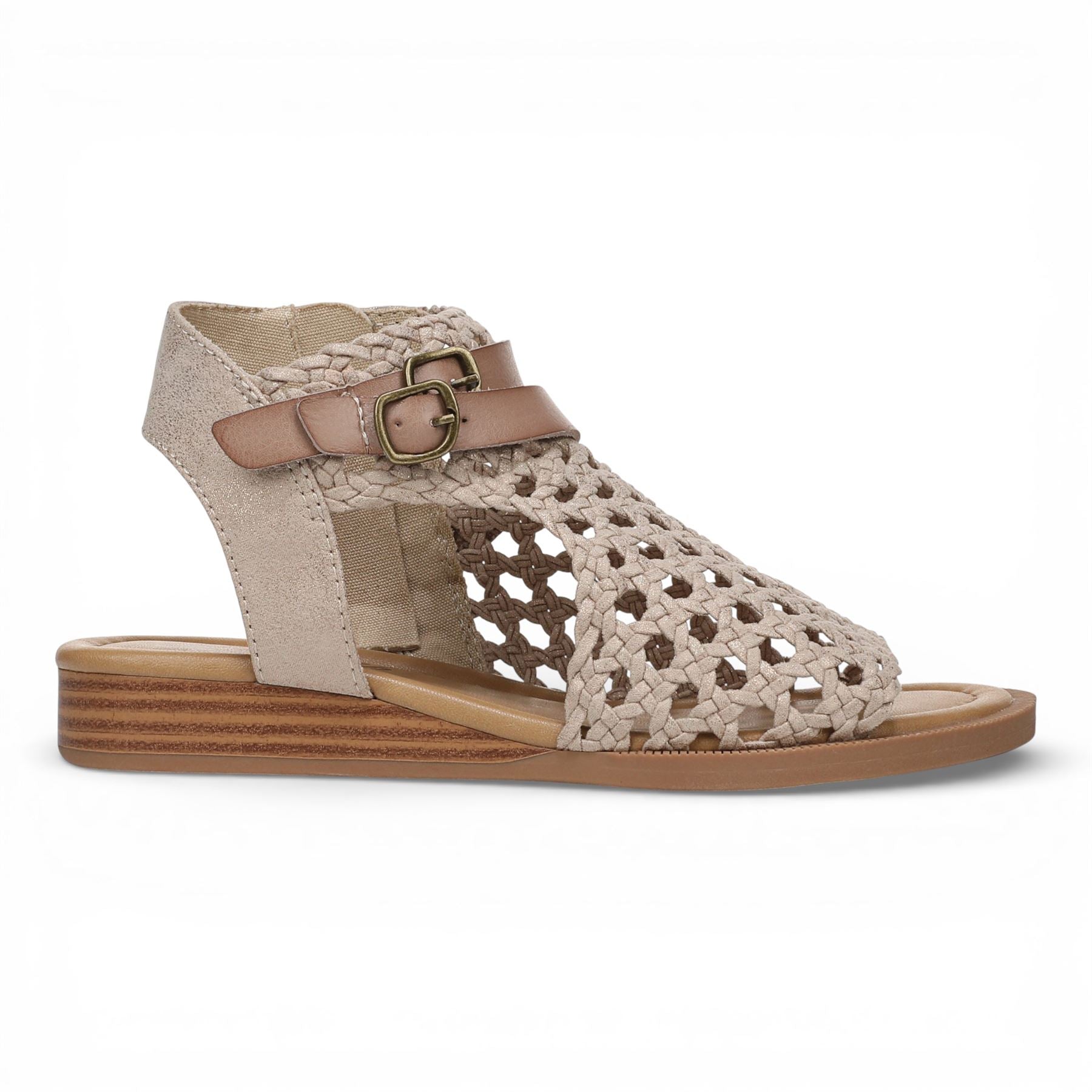 Blowfish Malibu Womens Golden Beige Weave Micro Wedge Sandals - Anuella