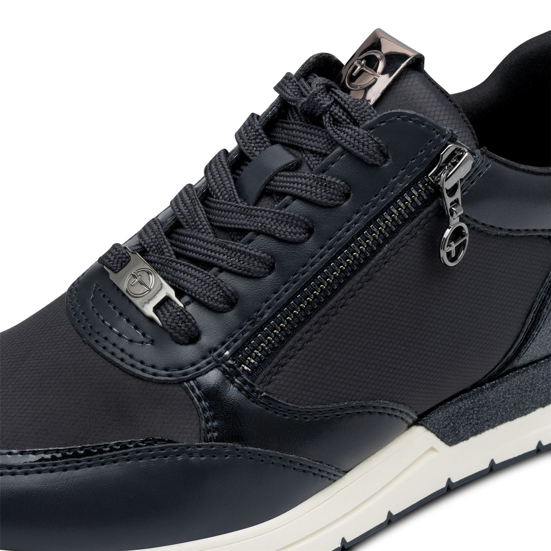 Tamaris Womens Navy Blue Fashion Lace-up Zipped Sneakers Trainers