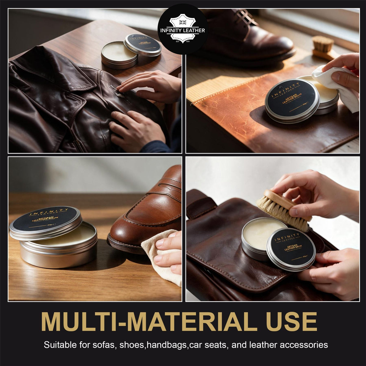 Nourishing Leather Conditioner for Shoes & Bags, 2 Pack Leather Balm