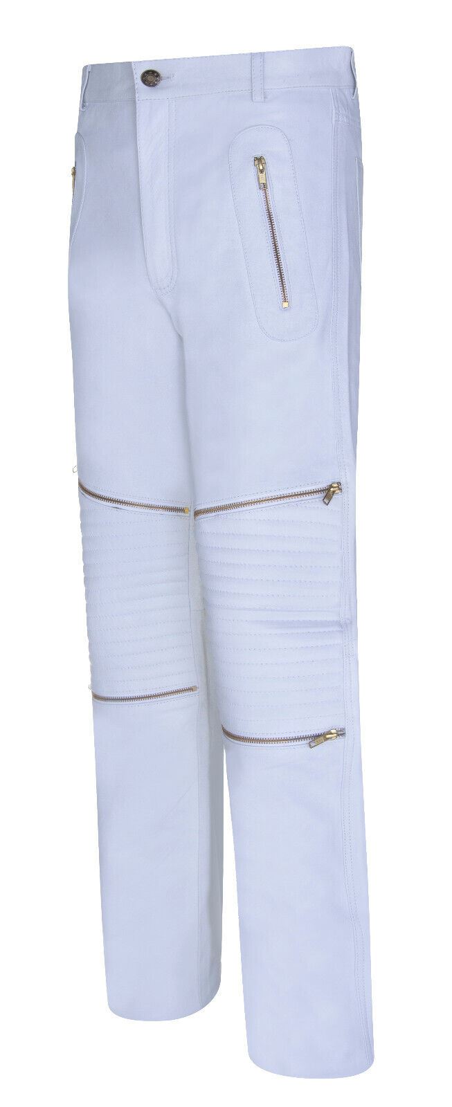 Mens Comfort Leather Zip Jeans-Harlow