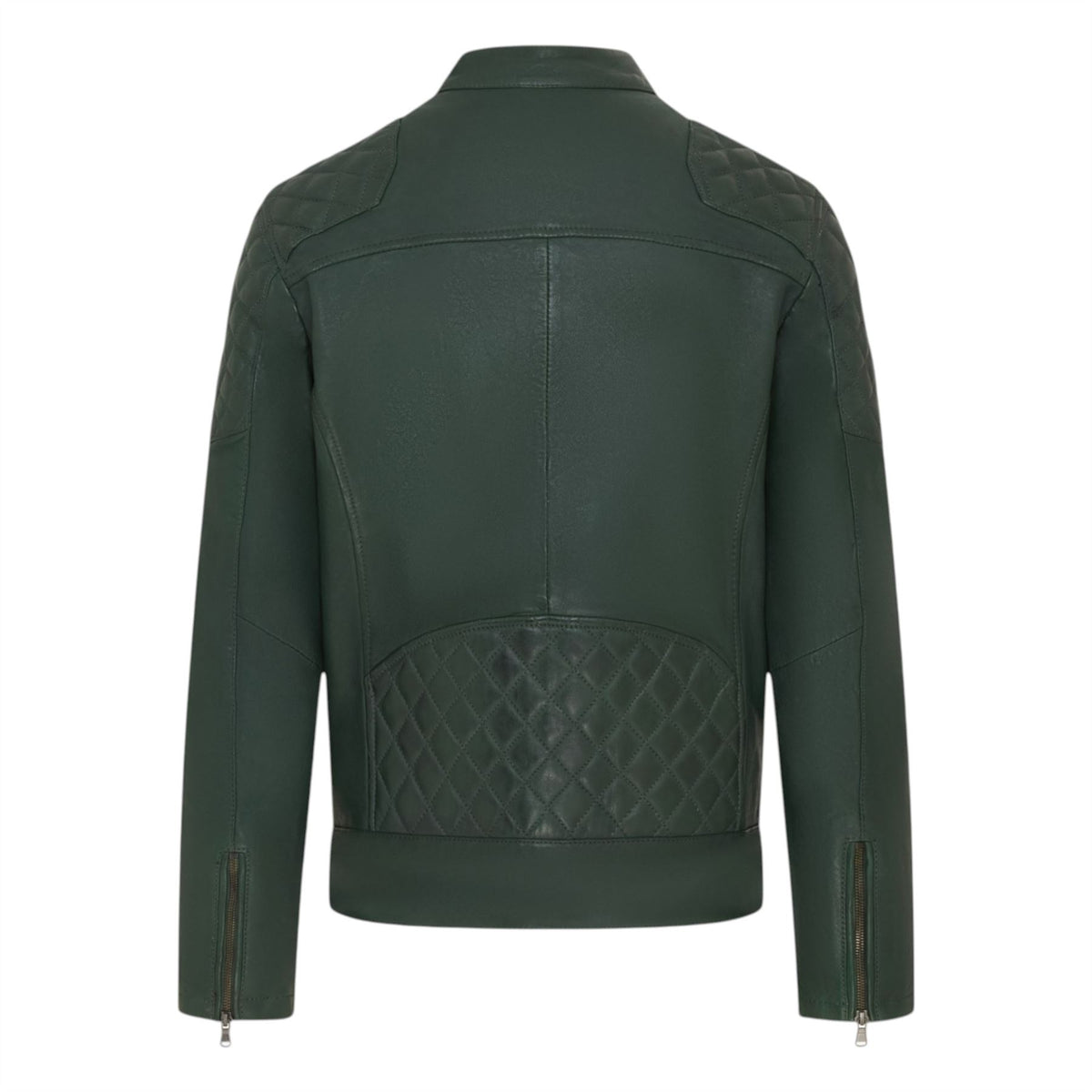Mens Leather Quilted Shoulder Biker Jacket - Rock