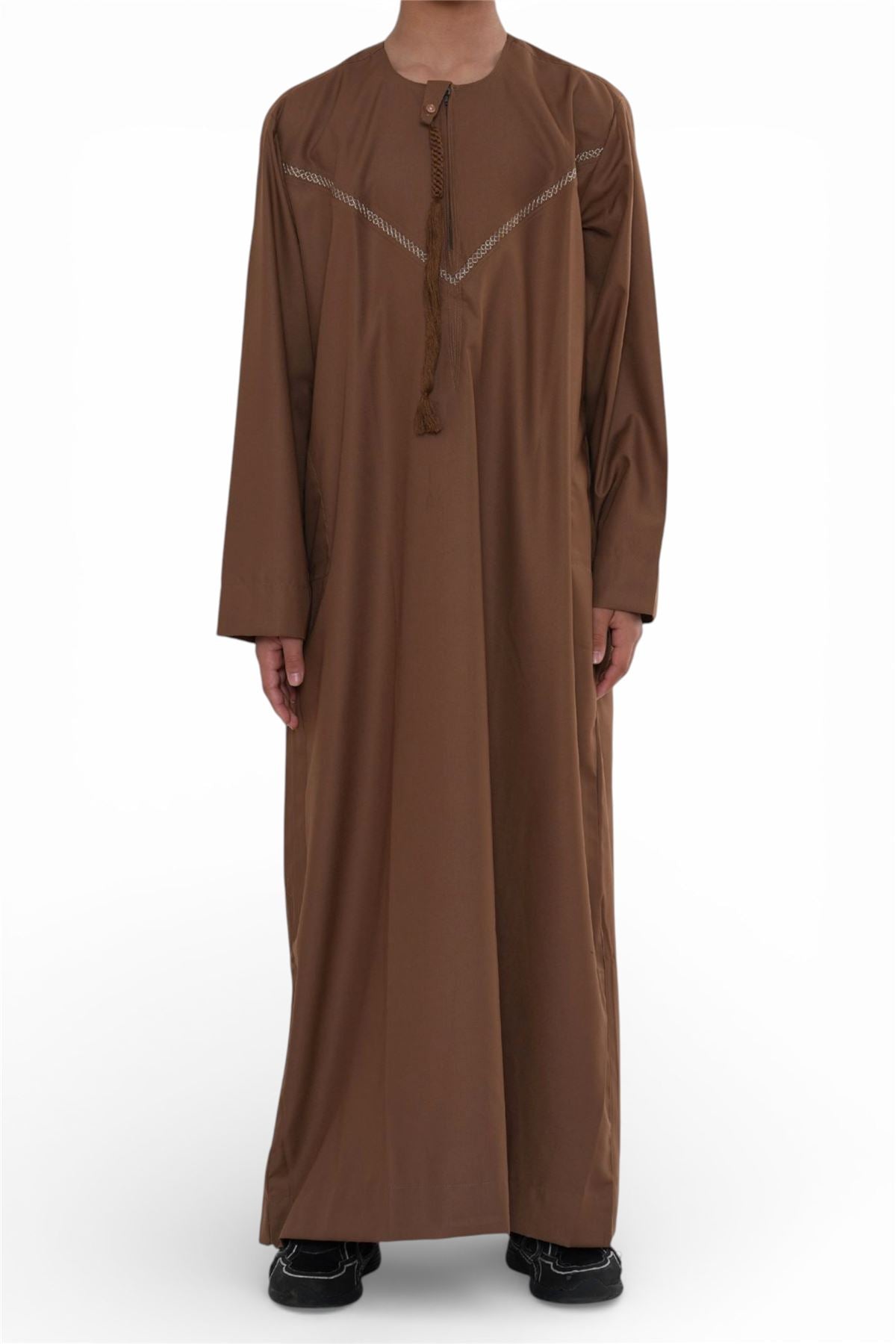 Kids Boys Moroccan Embroidered Djellaba Islamic Jubba Robe Tassel Ramadan Thobe