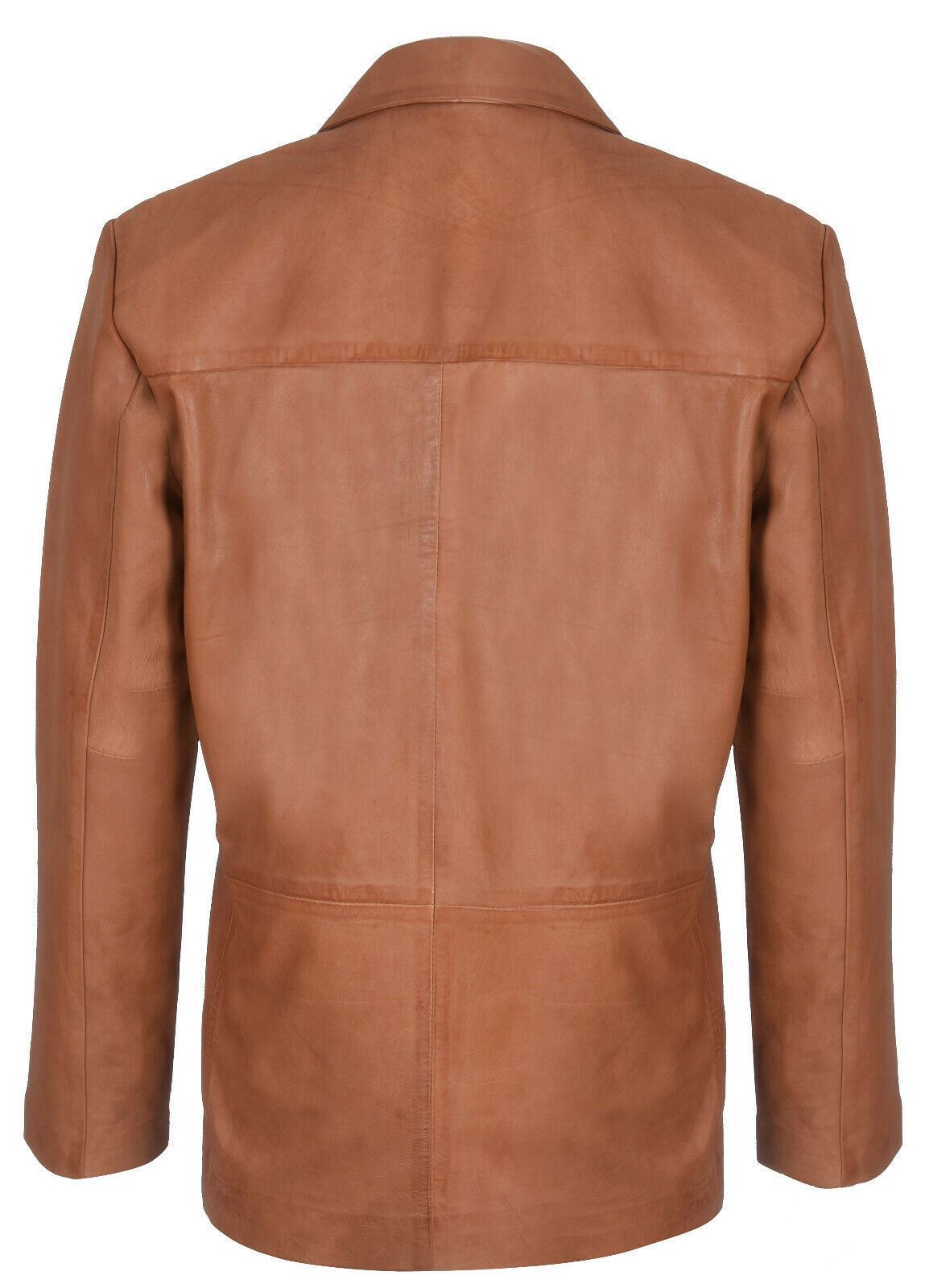 Mens Leather Classic 3 Button Blazer Jacket-Dudley