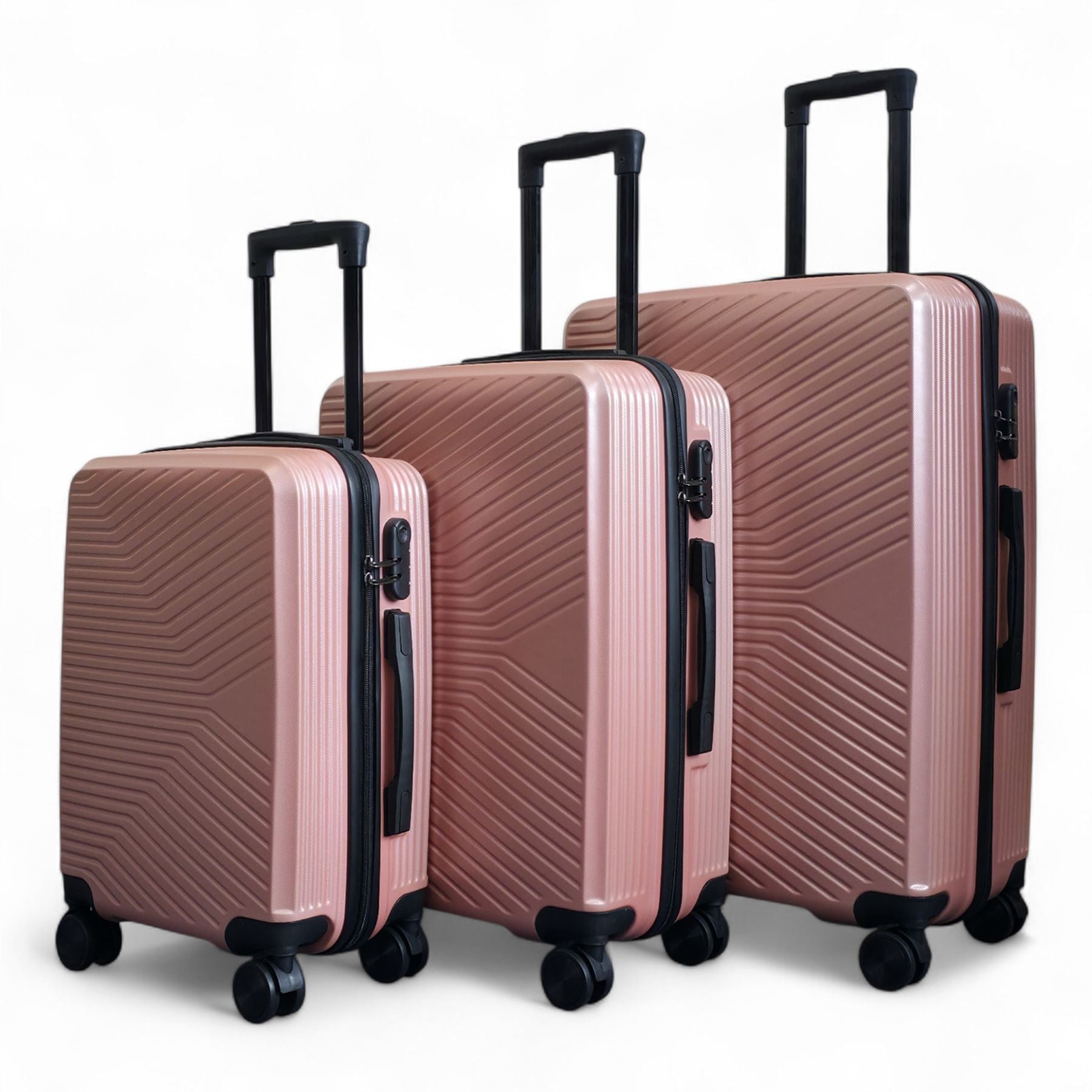 Junee Set of 3 Hard Shell Suitcase in Rose Gold