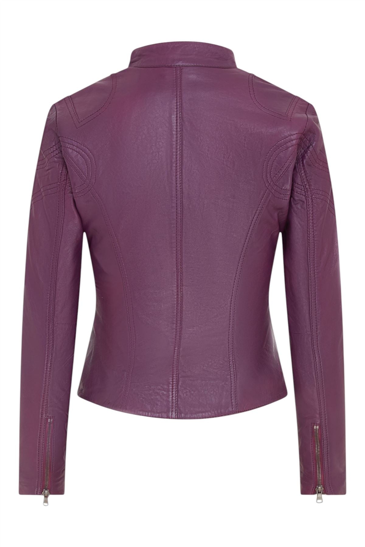 Womens Slim-Fit Leather Biker Jacket-Maldon