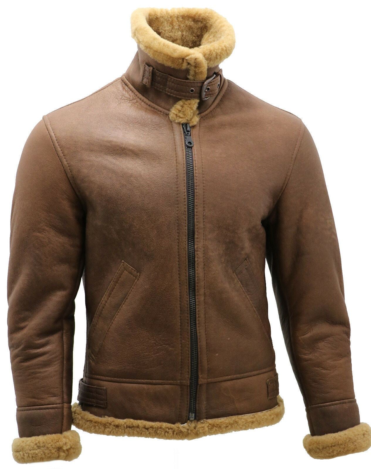 Mens Sheepskin Leather B3 Flying Aviator Aviator Jacket-Hessle
